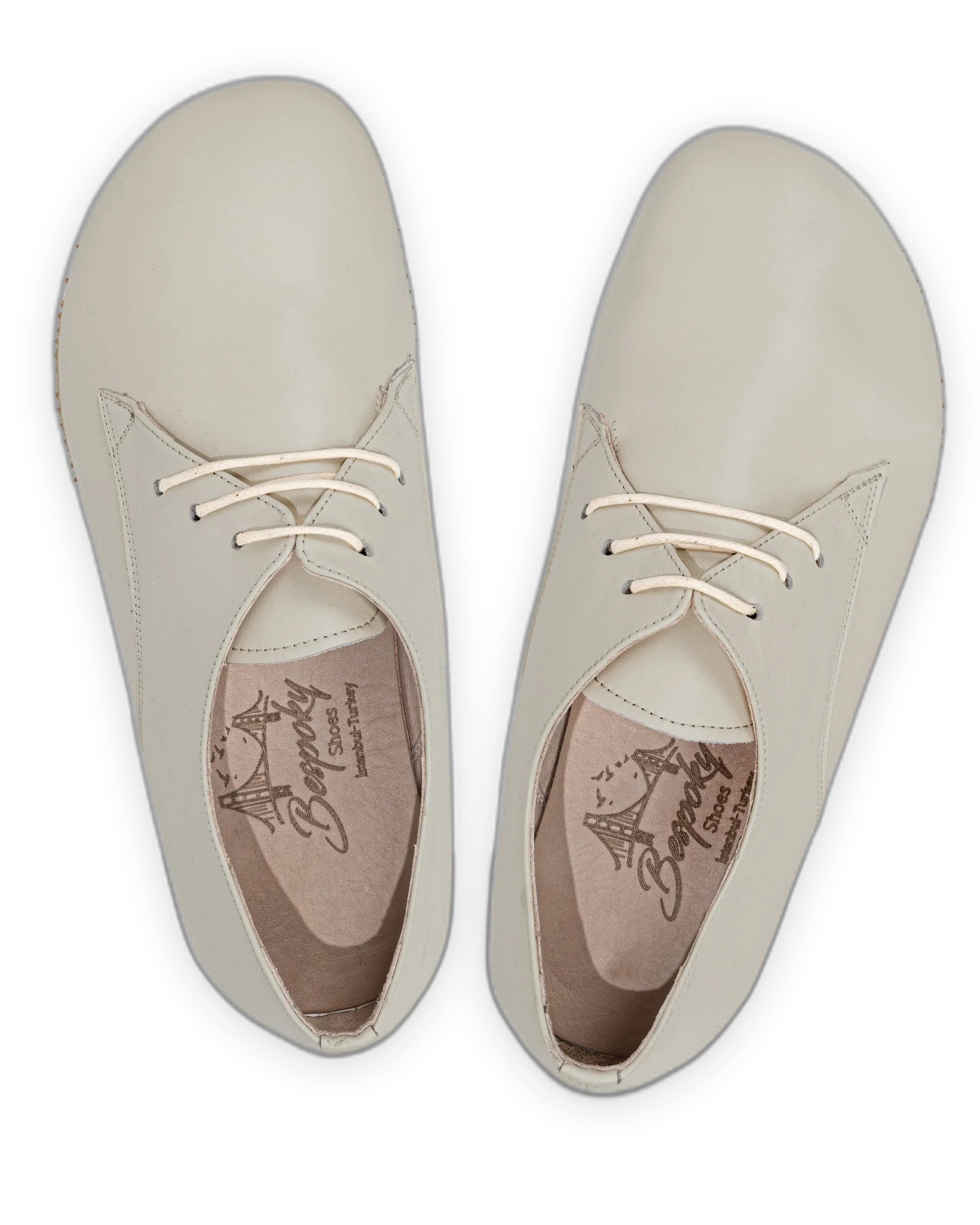 Pair Lucas Beige Oxford Shoes - Barefoot Wide Toe Calf Leather | Bespoky