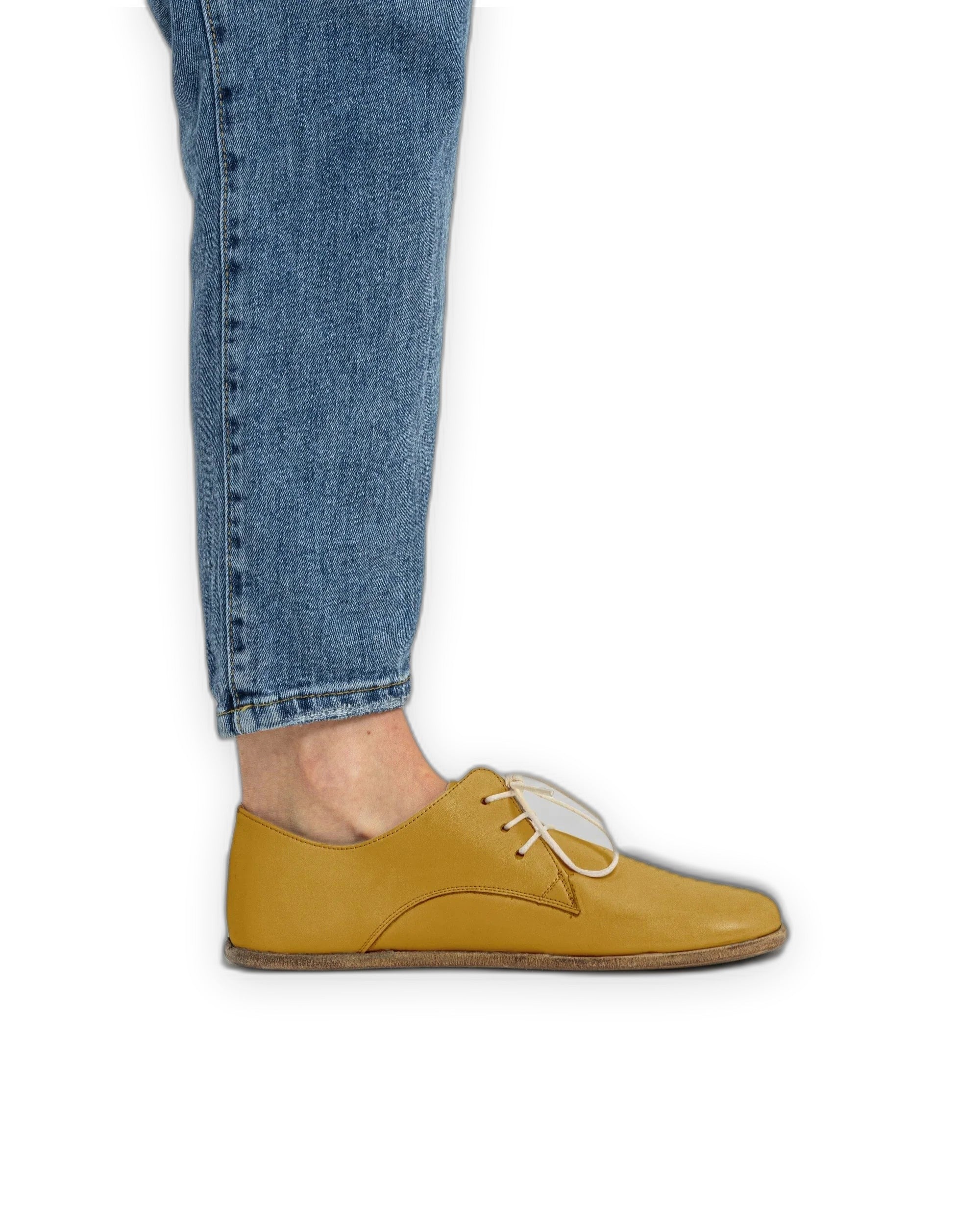 Pair Mustard Oxford Shoes - Barefoot Wide Toe Calf Leather | Bespoky