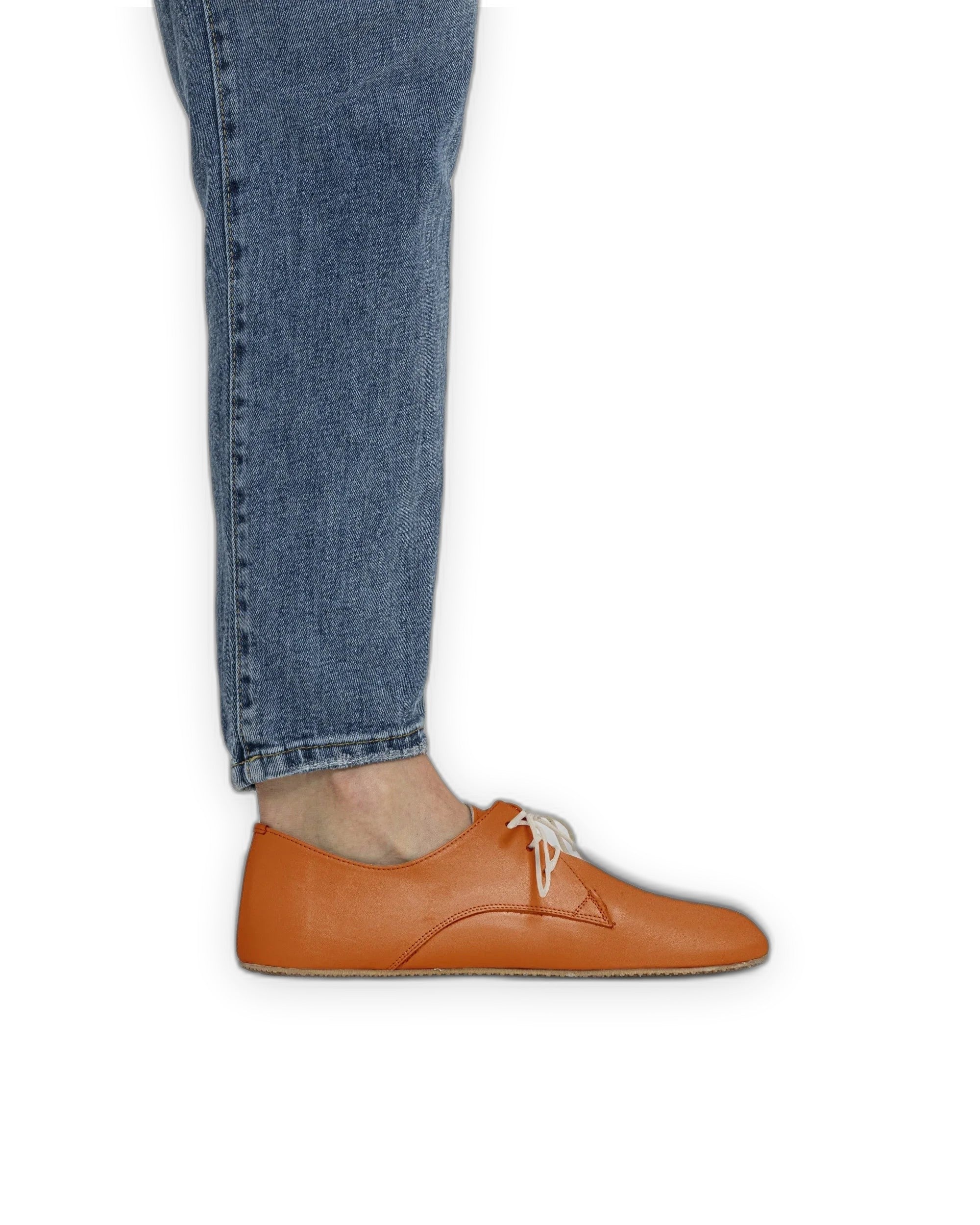 Pair Orange Oxford Shoes - Barefoot Wide Toe Calf Leather | Bespoky