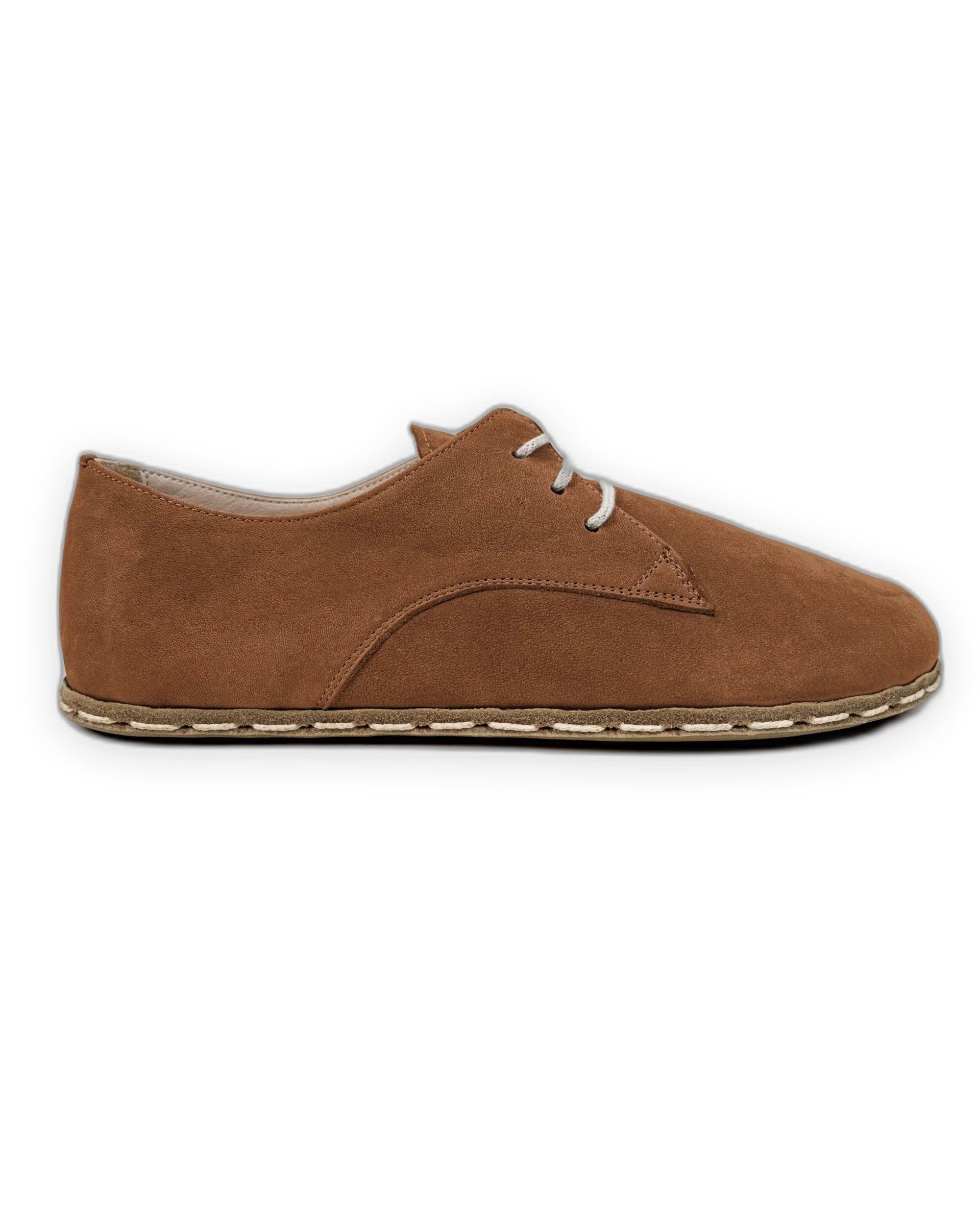 Side view Tan Oxford Shoes - Calf Leather Zero Drop | Bespoky