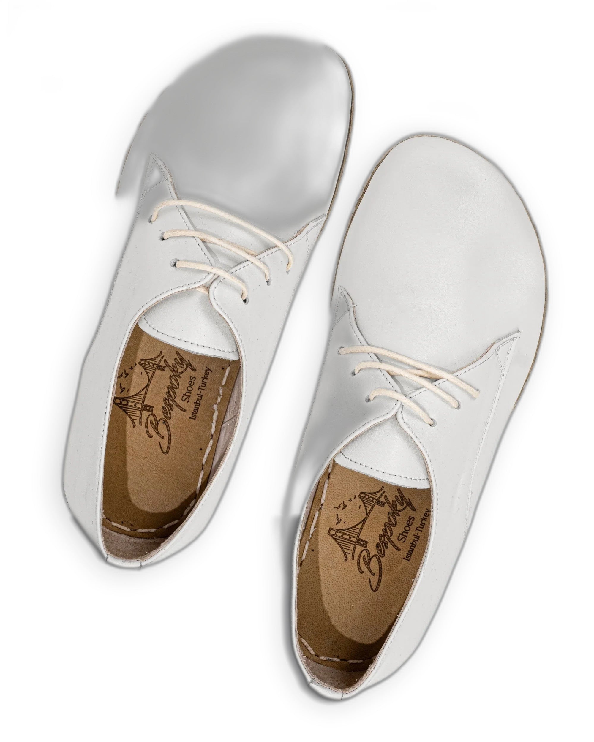 Side view White Oxford Shoes - Calf Leather Zero Drop | Bespoky