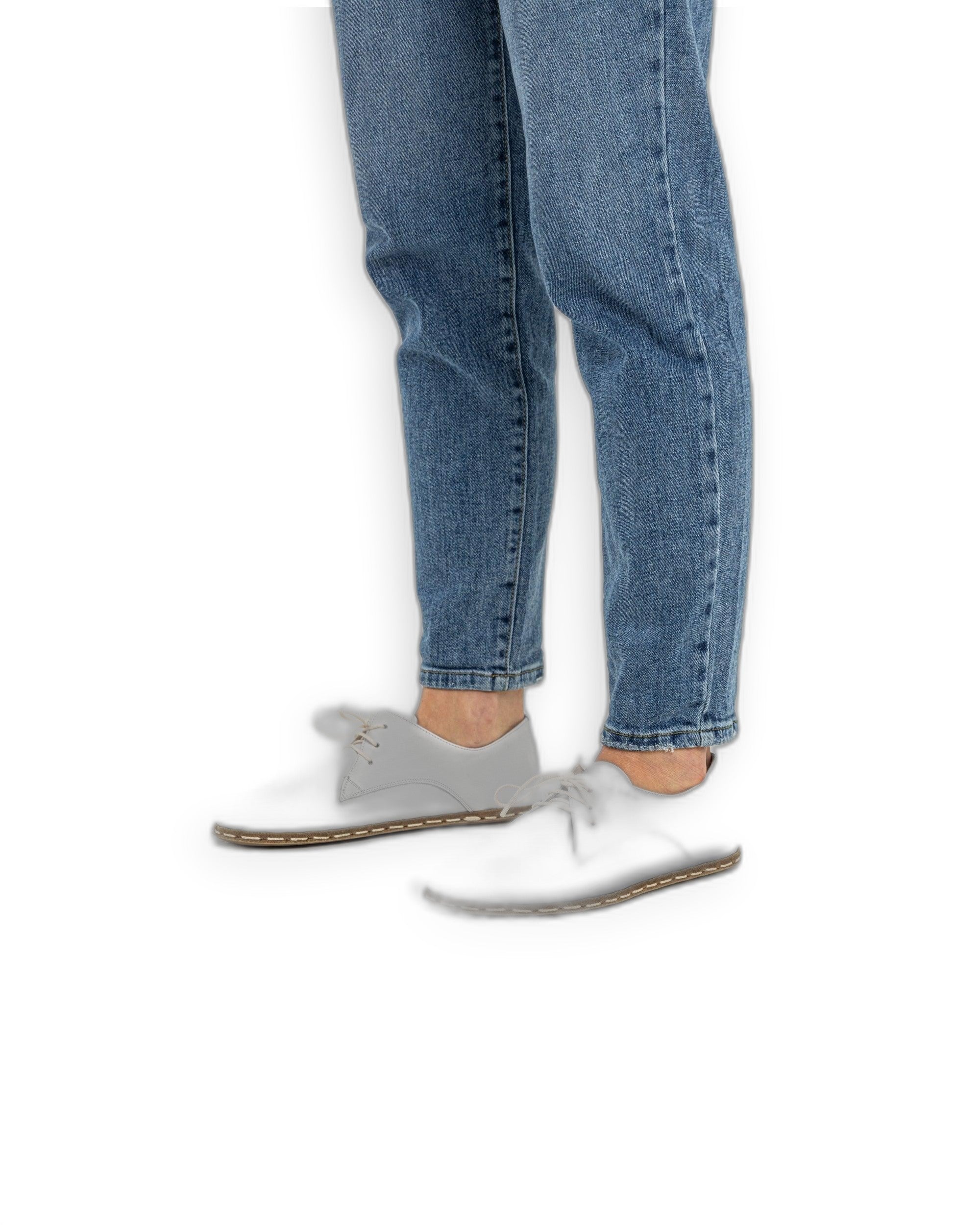 Pair White Oxford Shoes - Barefoot Wide Toe Calf Leather | Bespoky