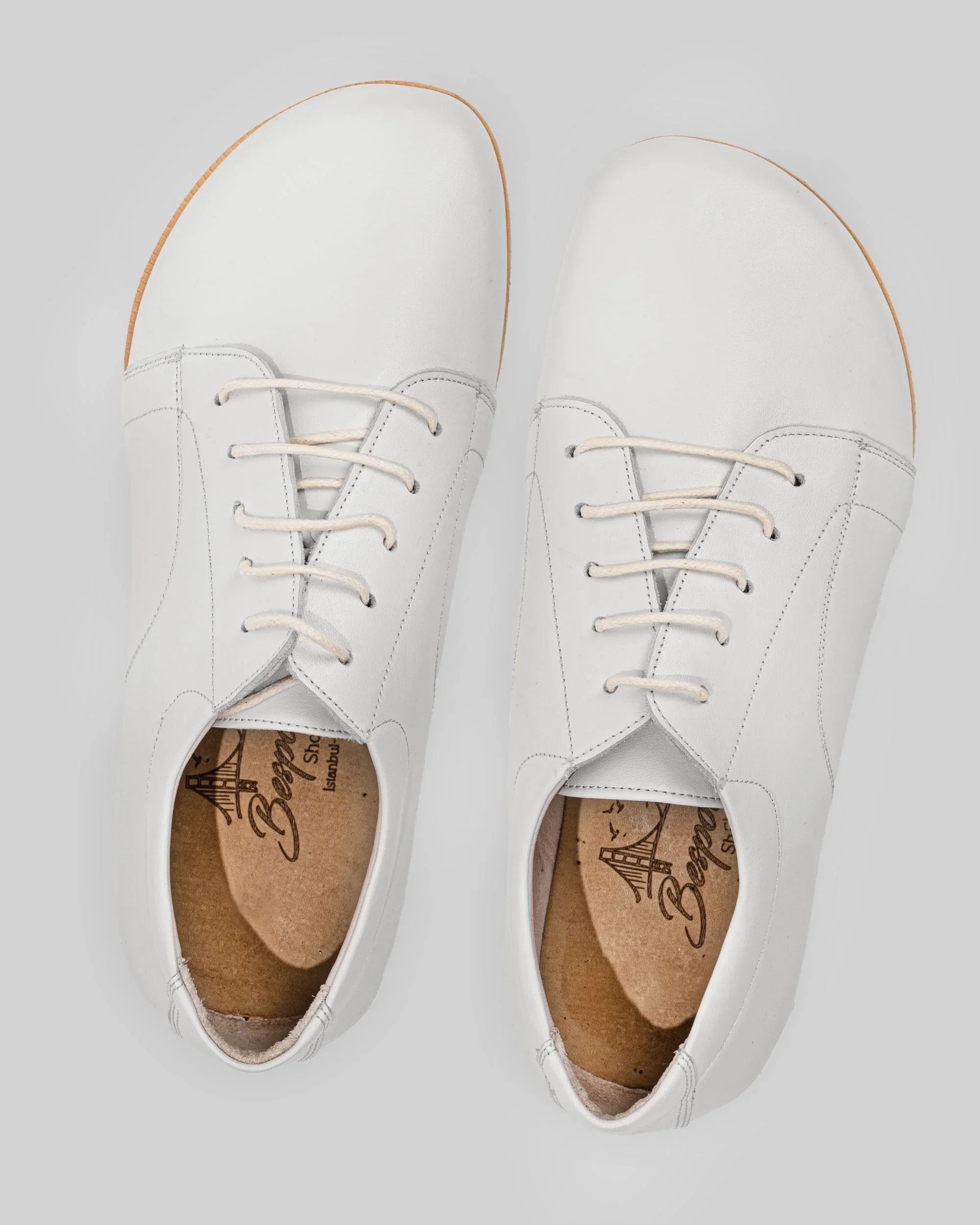 Side view White Barefoot Sneaker - Calf Leather Zero Drop | Bespoky
