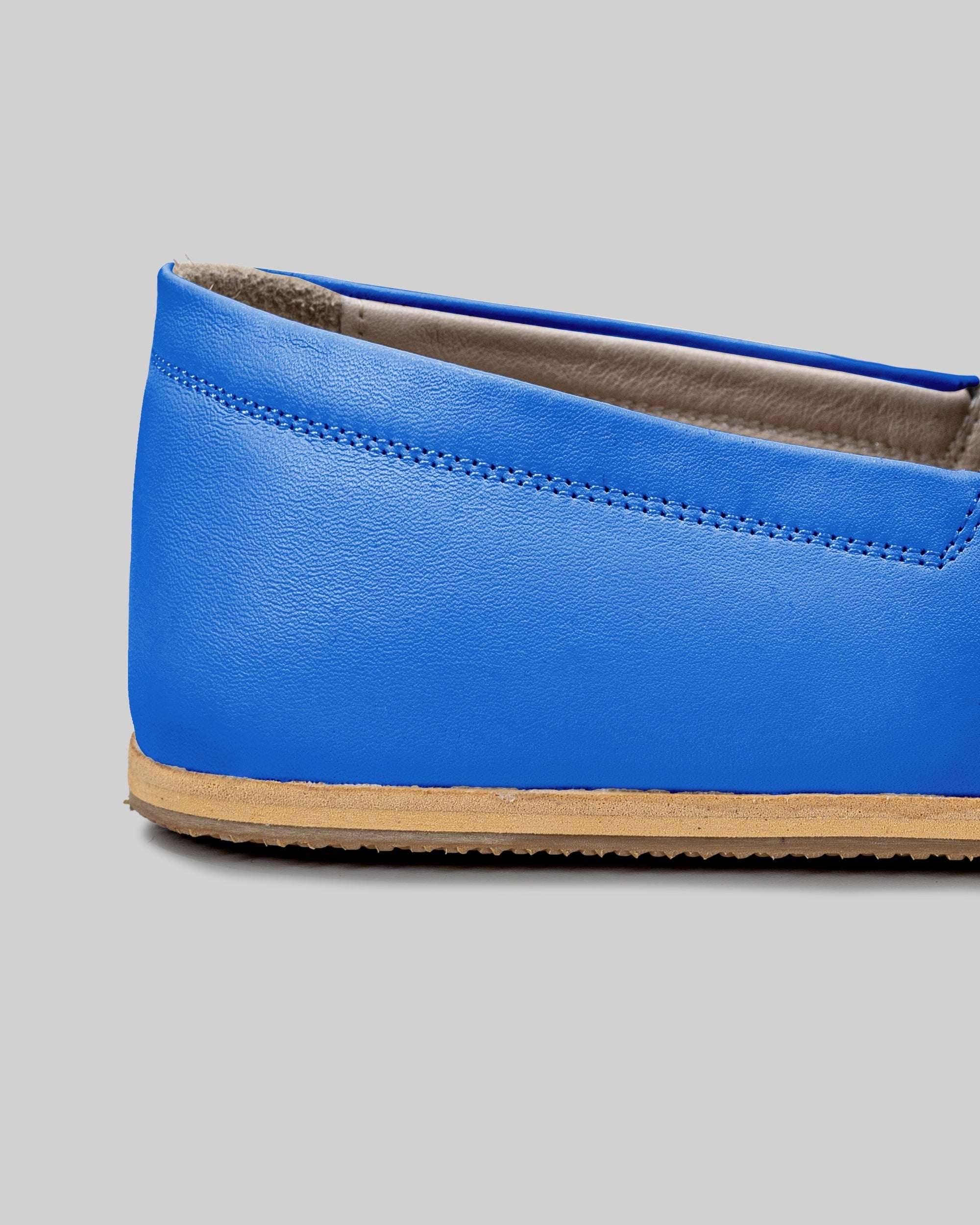 Close-up calf leather - Blue Barefoot Shoes Detail | Bespoky