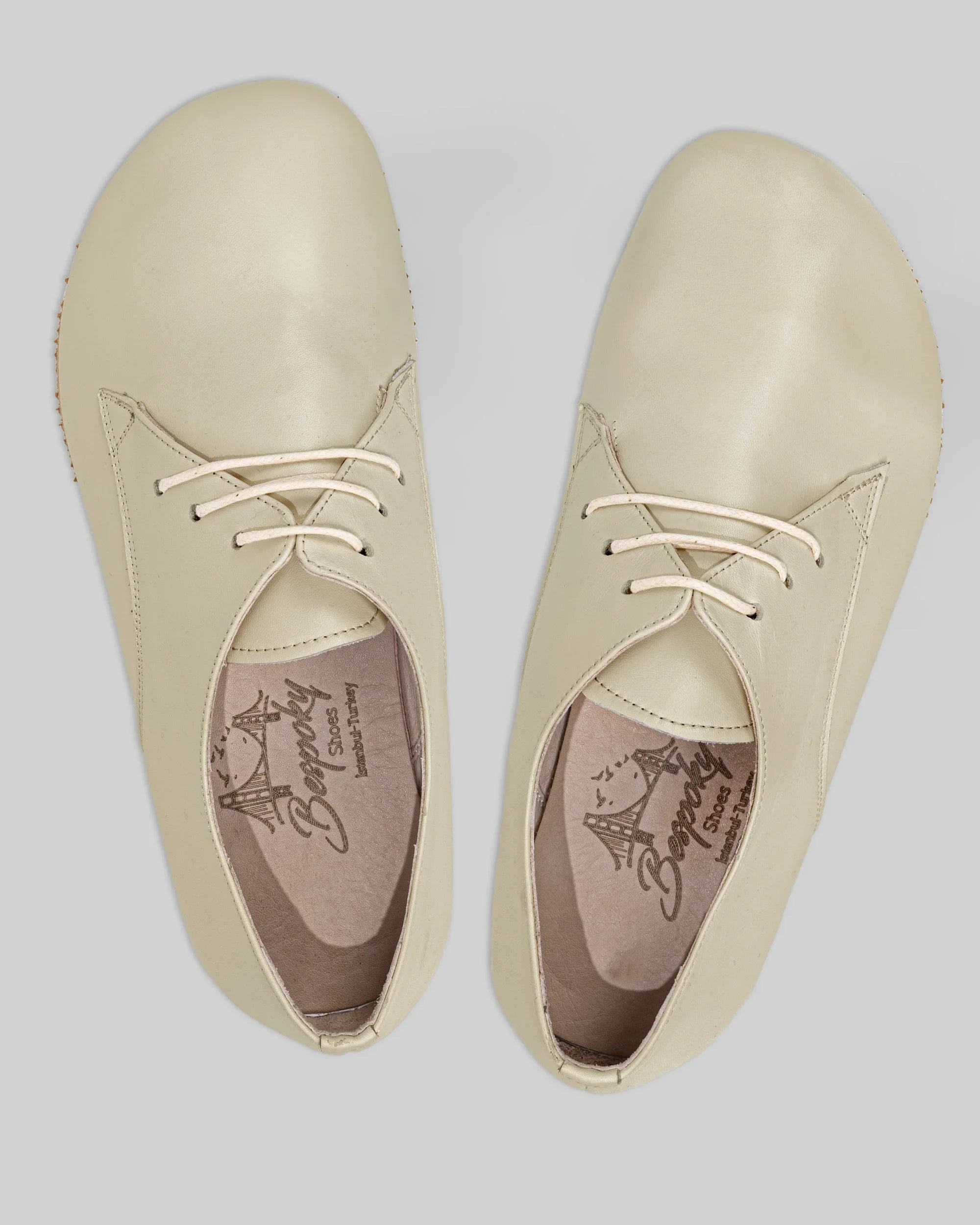 Side view Beige Oxford Shoes - Calf Leather Zero Drop | Bespoky