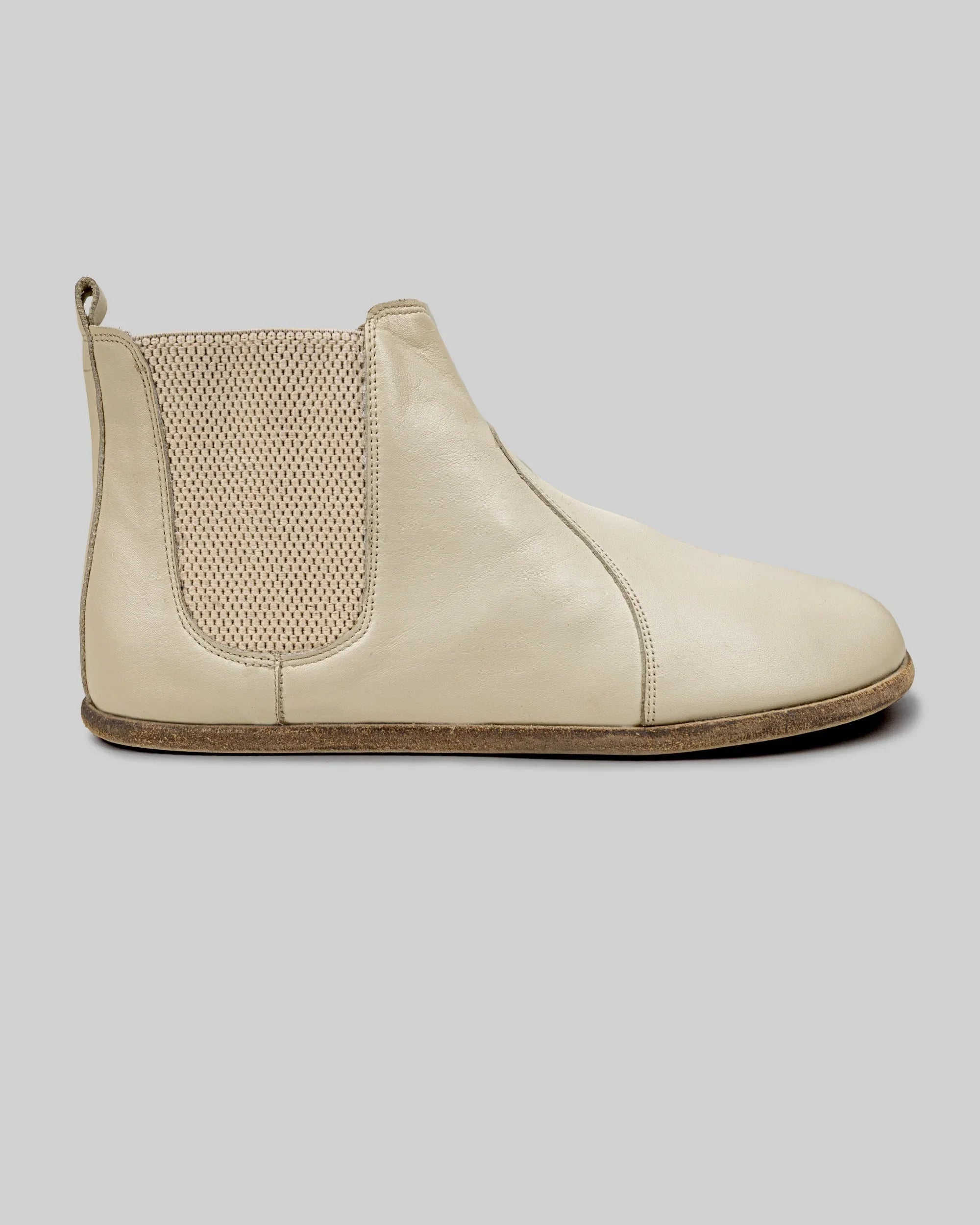 Pair Beige Chelsea Boots - Barefoot Wide Toe Calf Leather | Bespoky