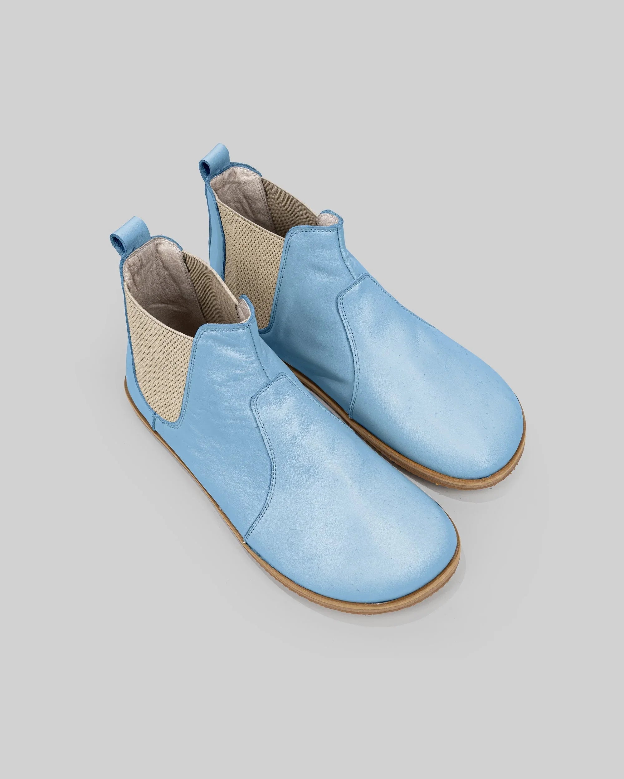 Women's Baby Blue Chelsea Boots - Handcrafted Calf Leather Wide Toe Box | Bespoky