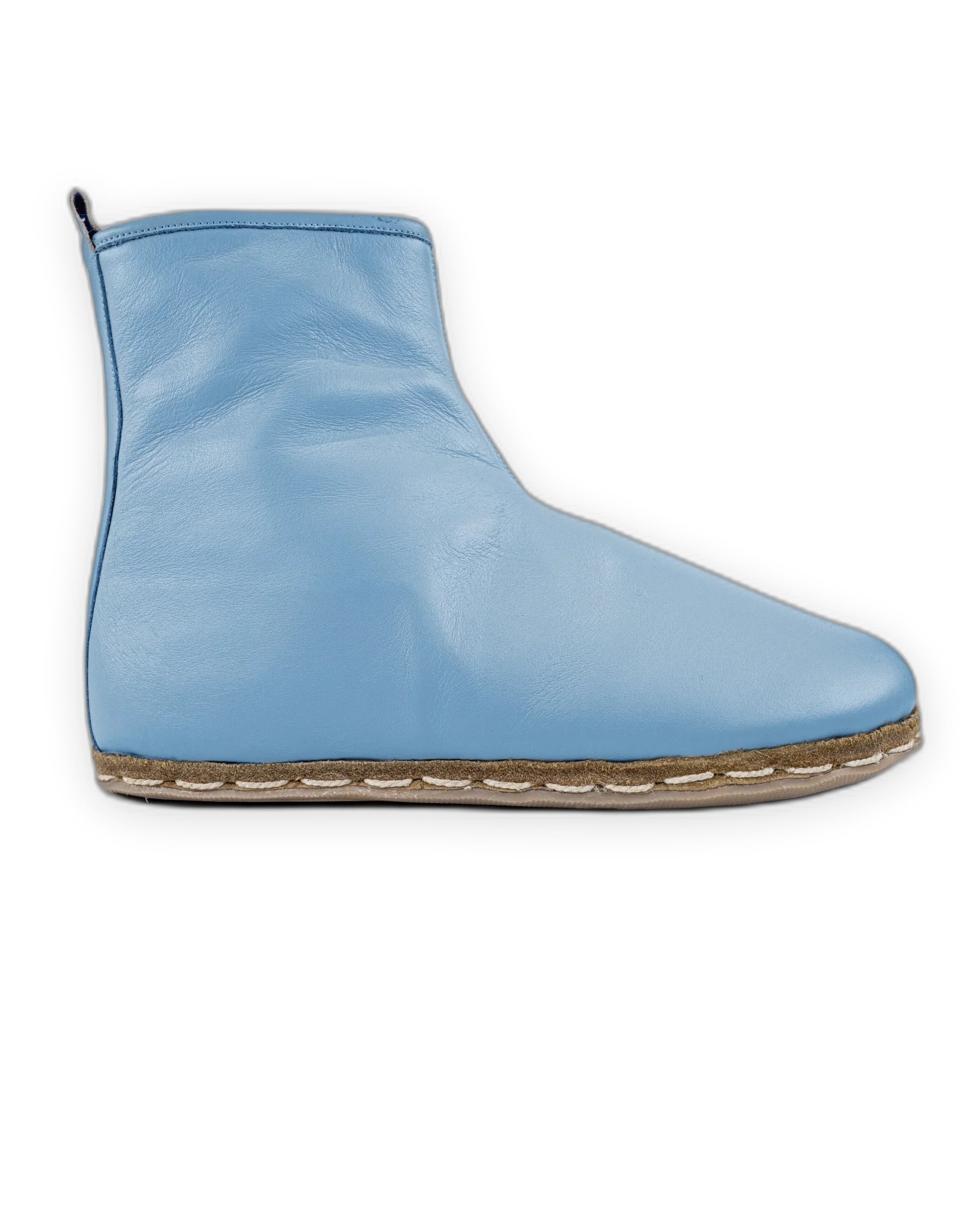 Side view Baby Blue Chelsea Boots - Calf Leather Zero Drop | Bespoky