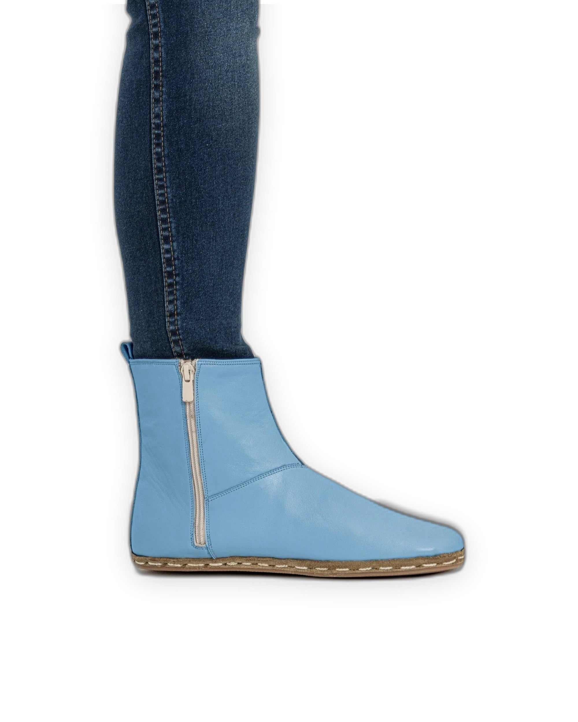 Pair Baby Blue Chelsea Boots - Barefoot Wide Toe Calf Leather | Bespoky