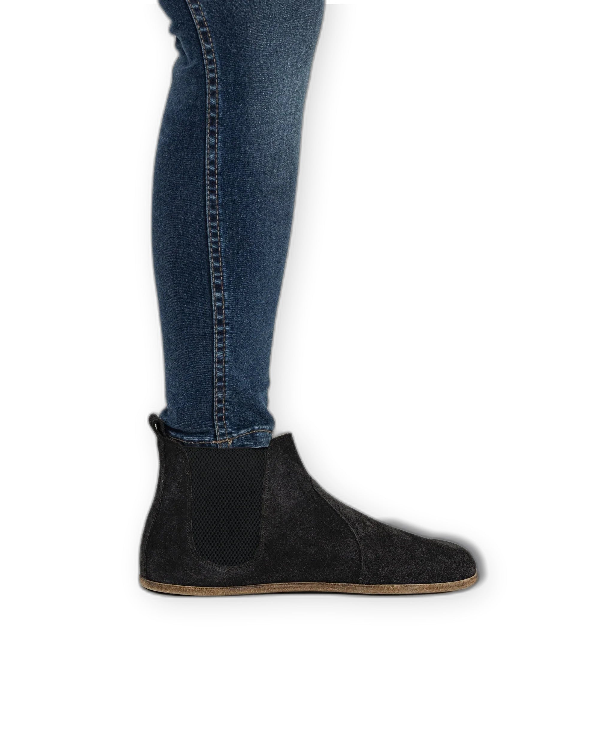 Back view Black Suede Chelsea Boots - Calf Leather Handcrafted | Bespoky