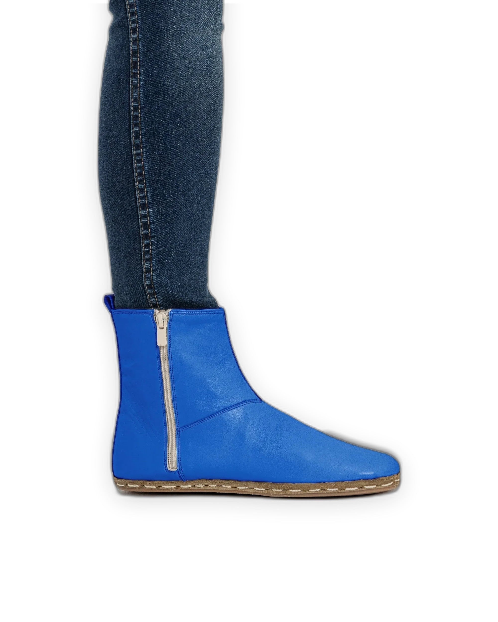 Side view Blue Chelsea Boots - Calf Leather Zero Drop | Bespoky