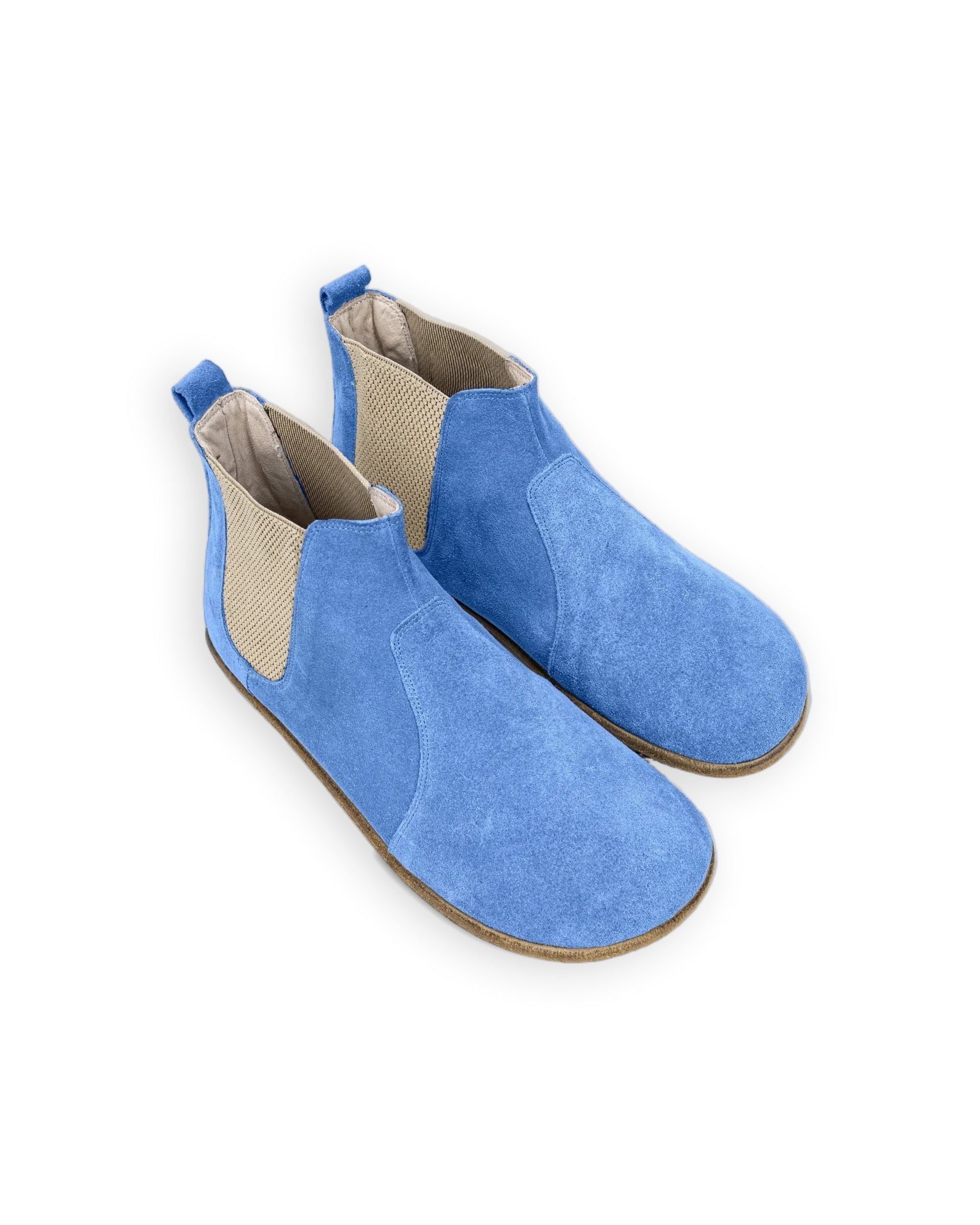 Men's Blue Suede Chelsea Boots - Handcrafted Calf Leather Wide Toe Box | Bespoky