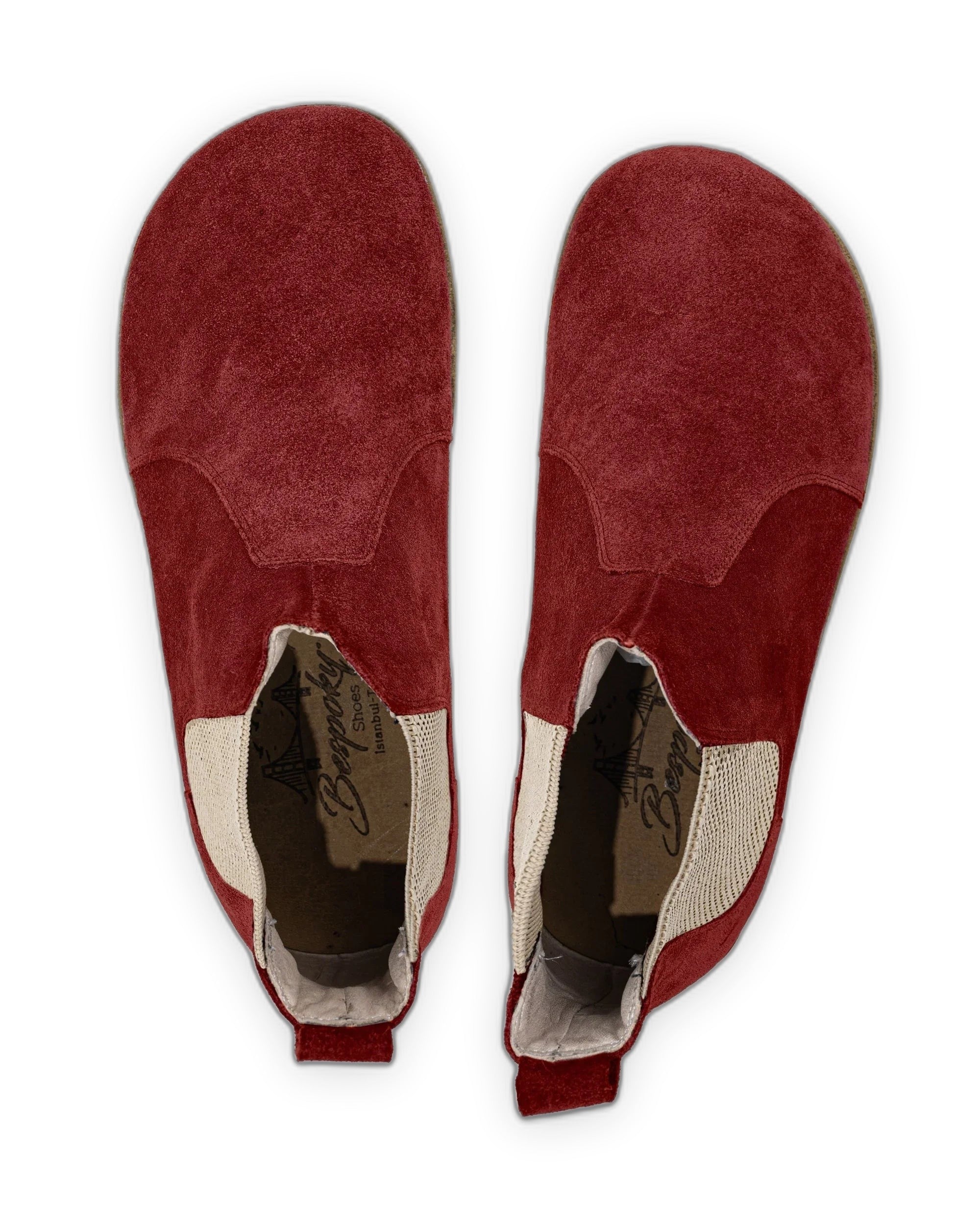 Side view Burgundy Suede Chelsea Boots - Calf Leather Zero Drop | Bespoky