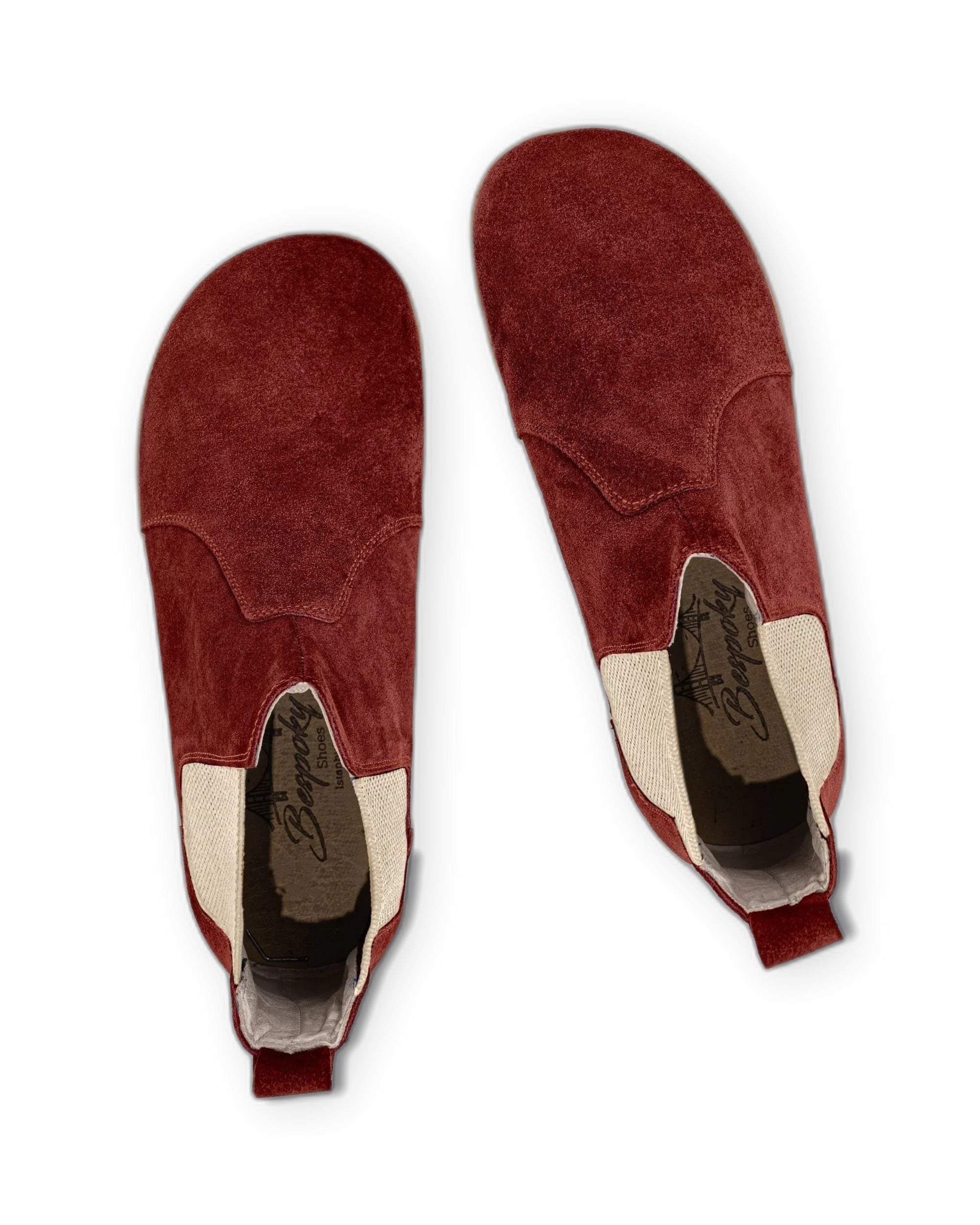 Side view Burgundy Suede Chelsea Boots - Calf Leather Zero Drop | Bespoky