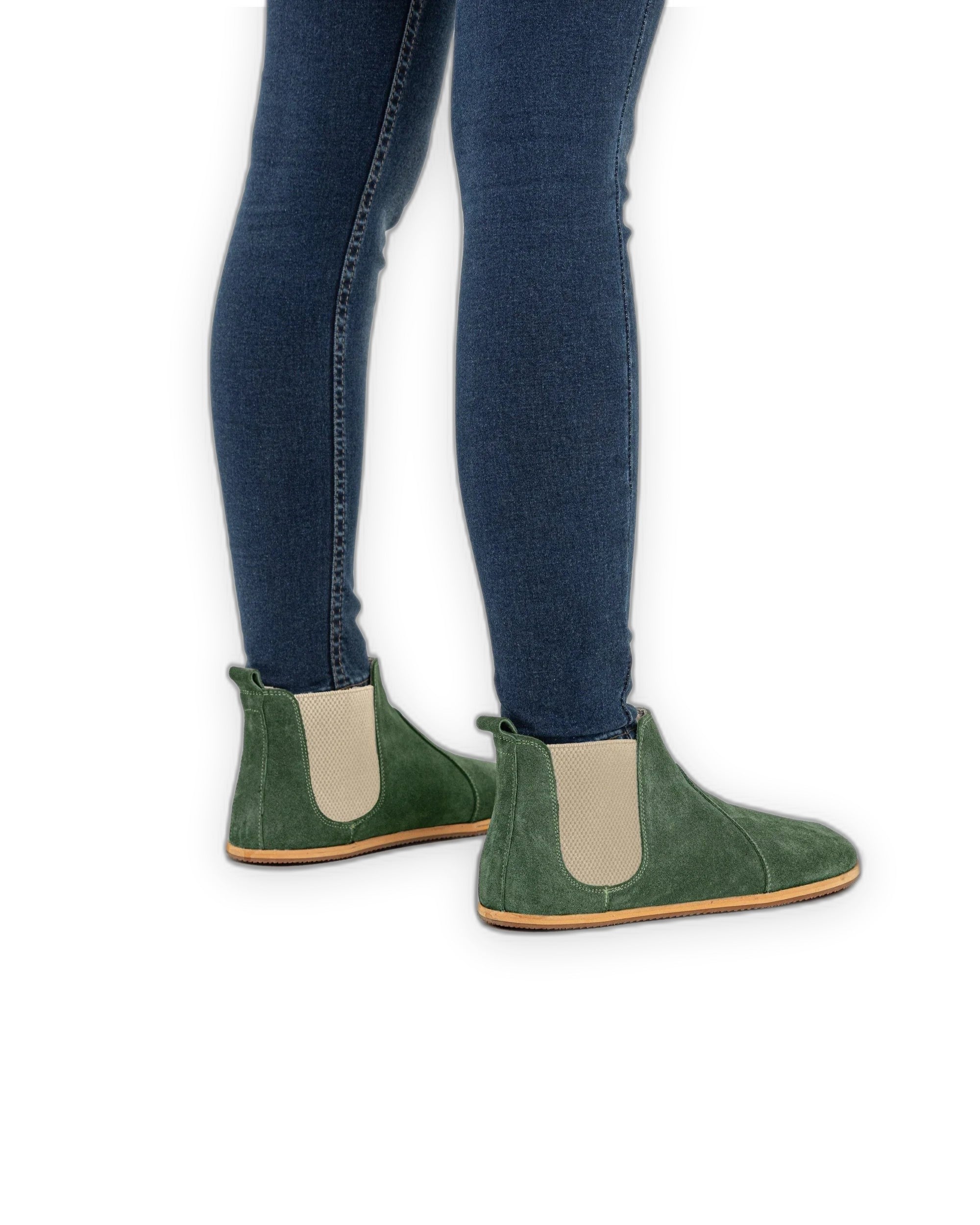 Detail Green Suede Chelsea Boots - Handcrafted Calf Leather Turkey | Bespoky