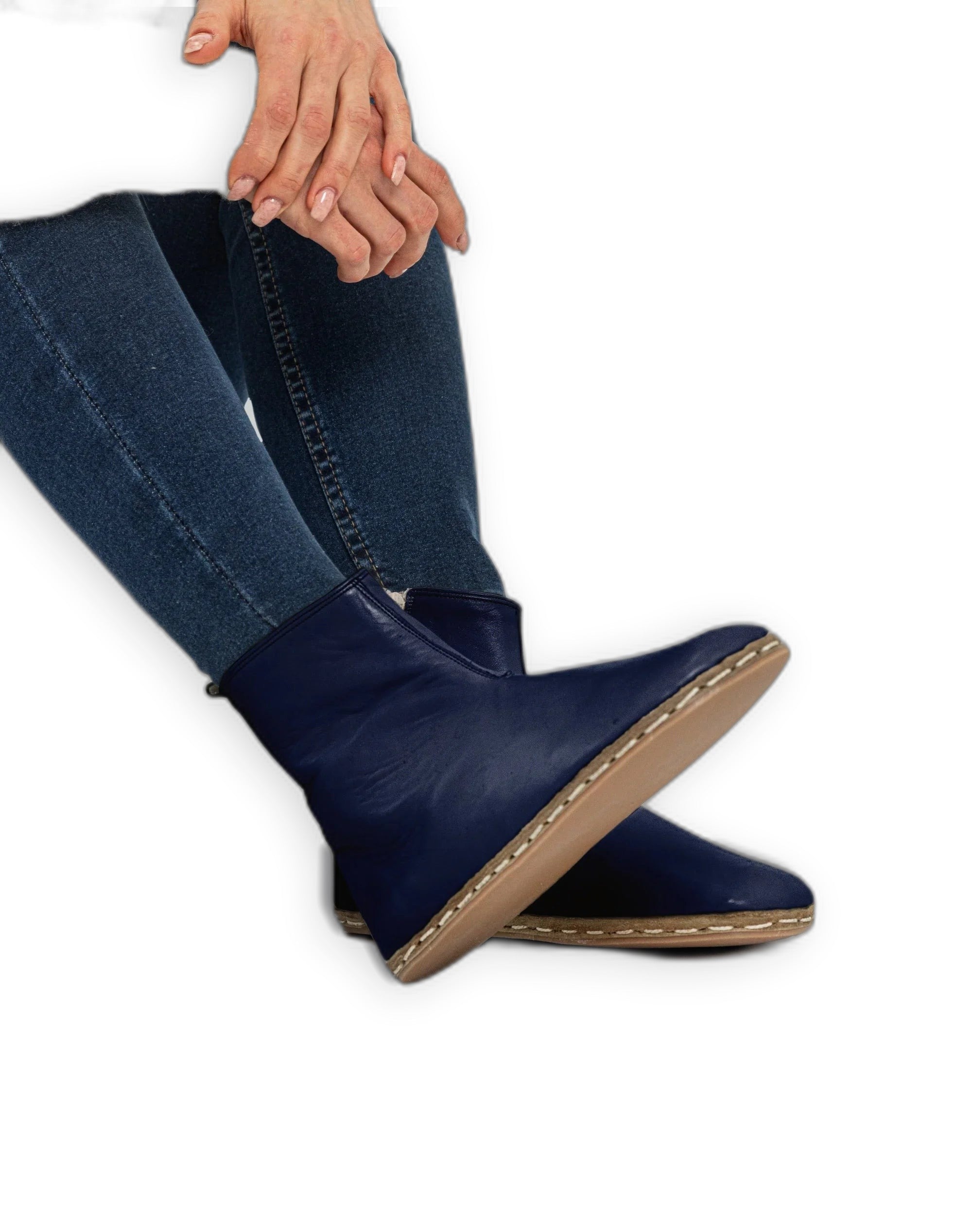 Men's Navy Blue Chelsea Boots - Handcrafted Calf Leather Wide Toe Box | Bespoky