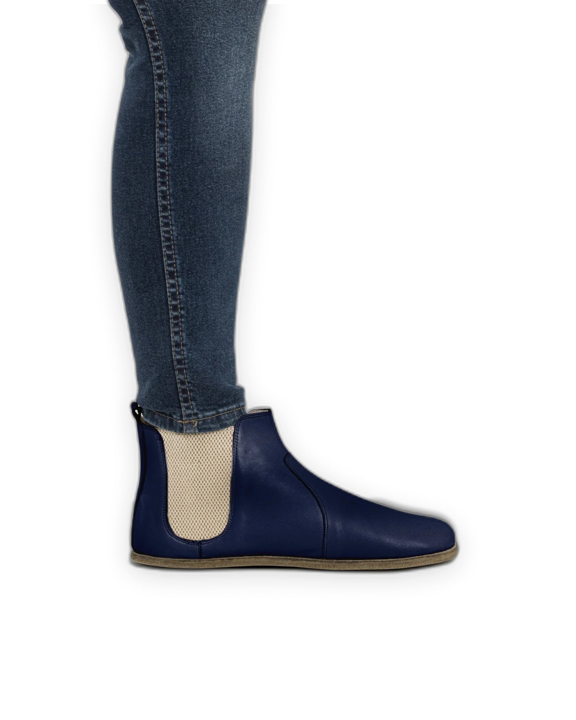 Back view Navy Blue Chelsea Boots - Calf Leather Handcrafted | Bespoky