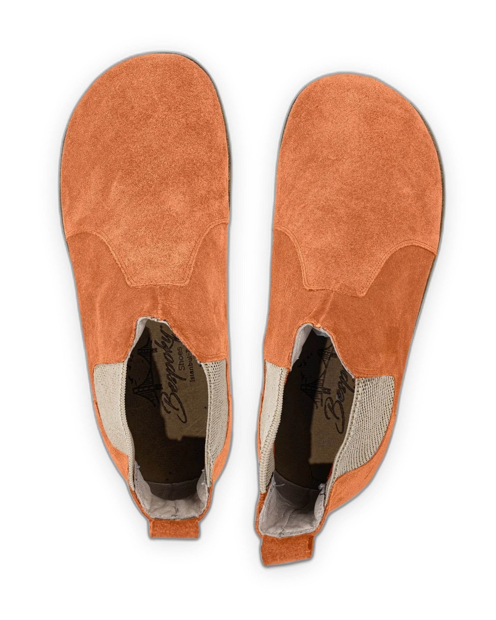 Side view Orange Suede Chelsea Boots - Calf Leather Zero Drop | Bespoky
