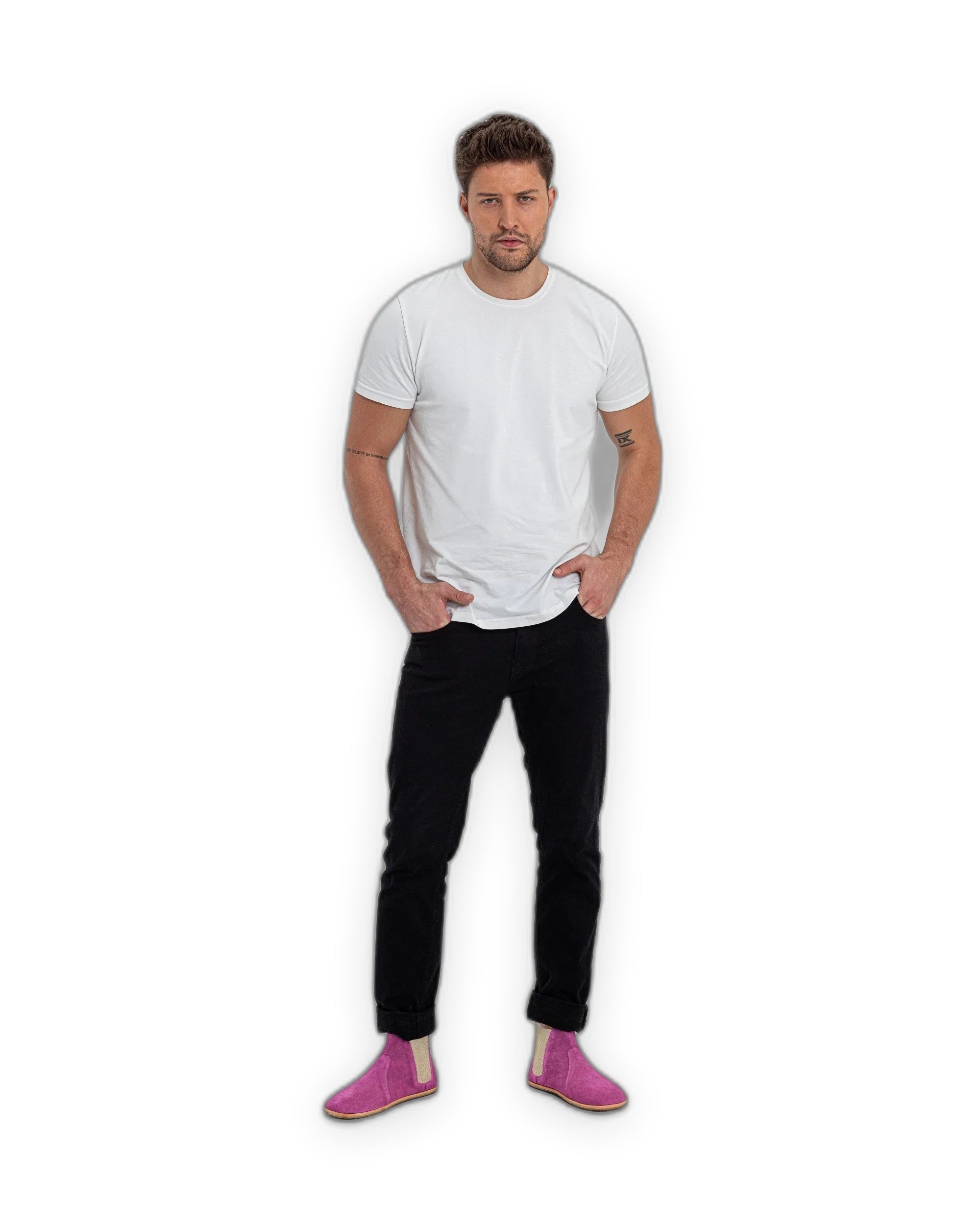 Back view Pink Nubuck Chelsea Boots - Calf Leather Handcrafted | Bespoky