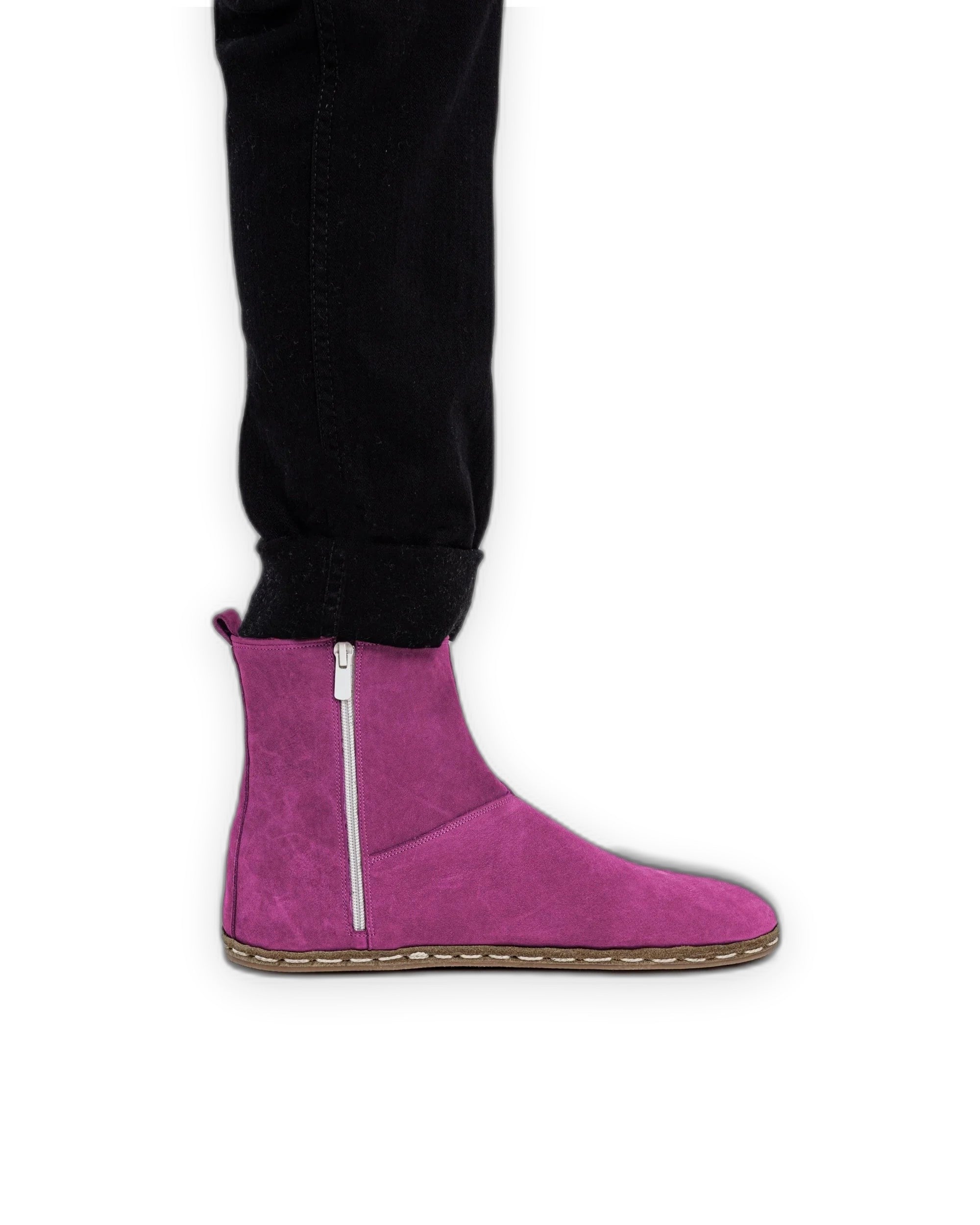 Detail Pink Nubuck Chelsea Boots - Handcrafted Calf Leather Turkey | Bespoky