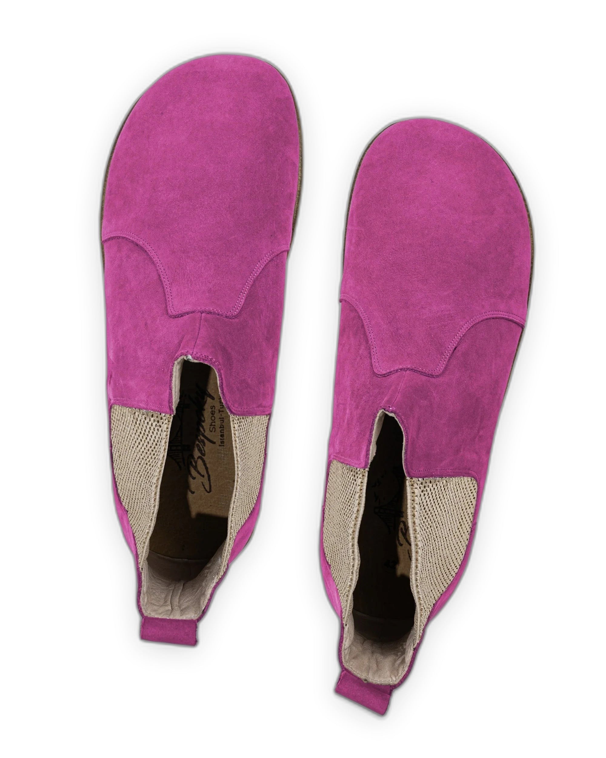 Side view Pink Nubuck Chelsea Boots - Calf Leather Zero Drop | Bespoky