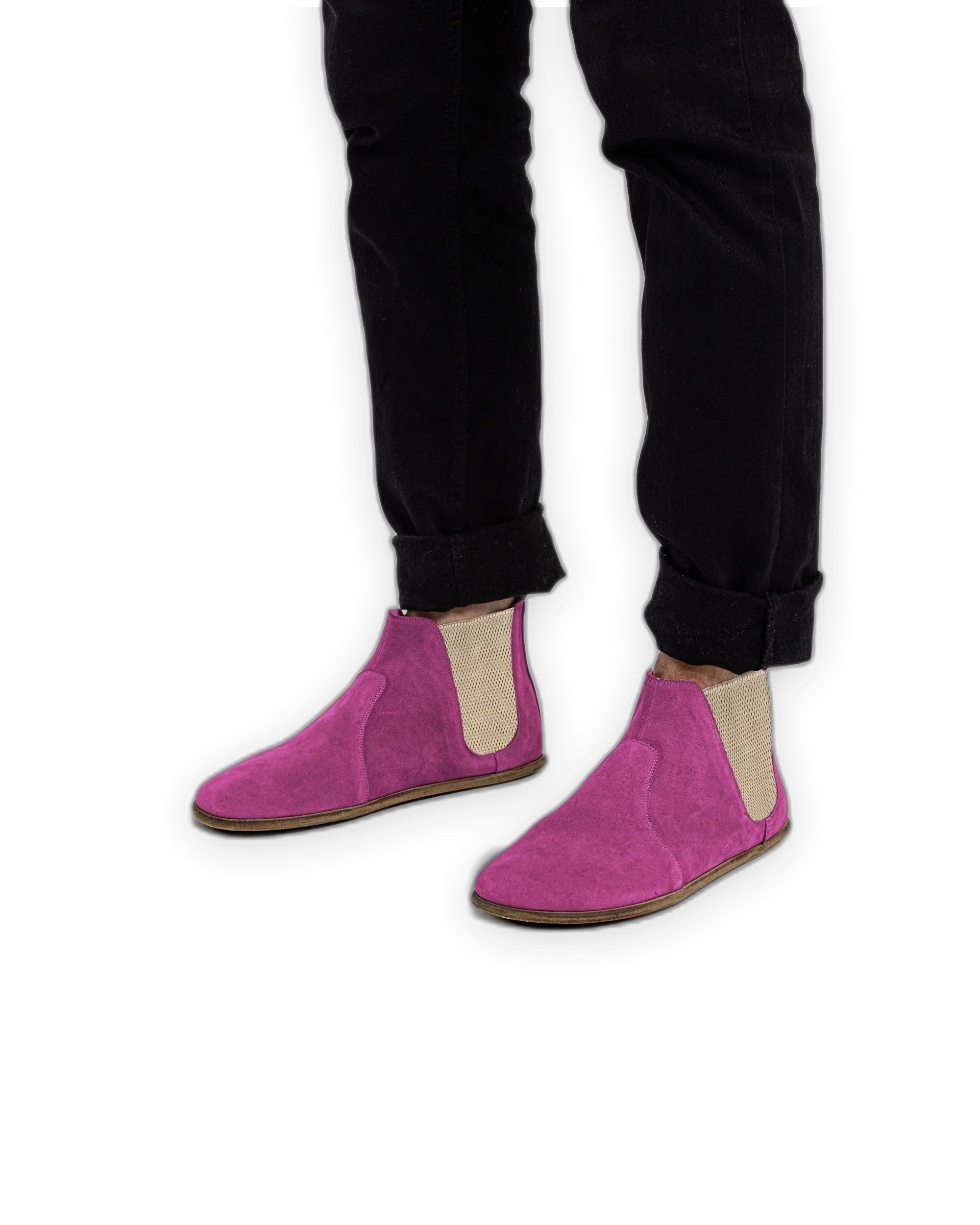 Detail Pink Nubuck Chelsea Boots - Handcrafted Calf Leather Turkey | Bespoky