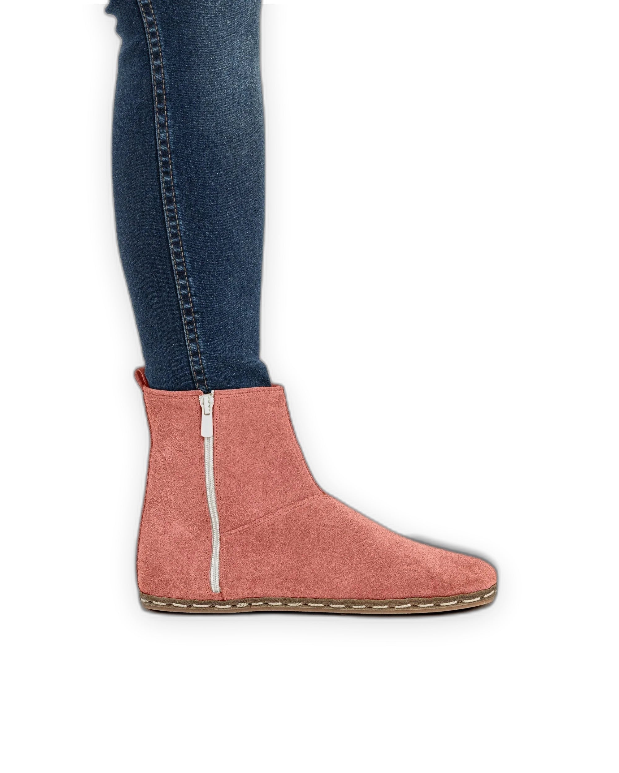 Detail Pink Suede Chelsea Boots - Handcrafted Calf Leather Turkey | Bespoky