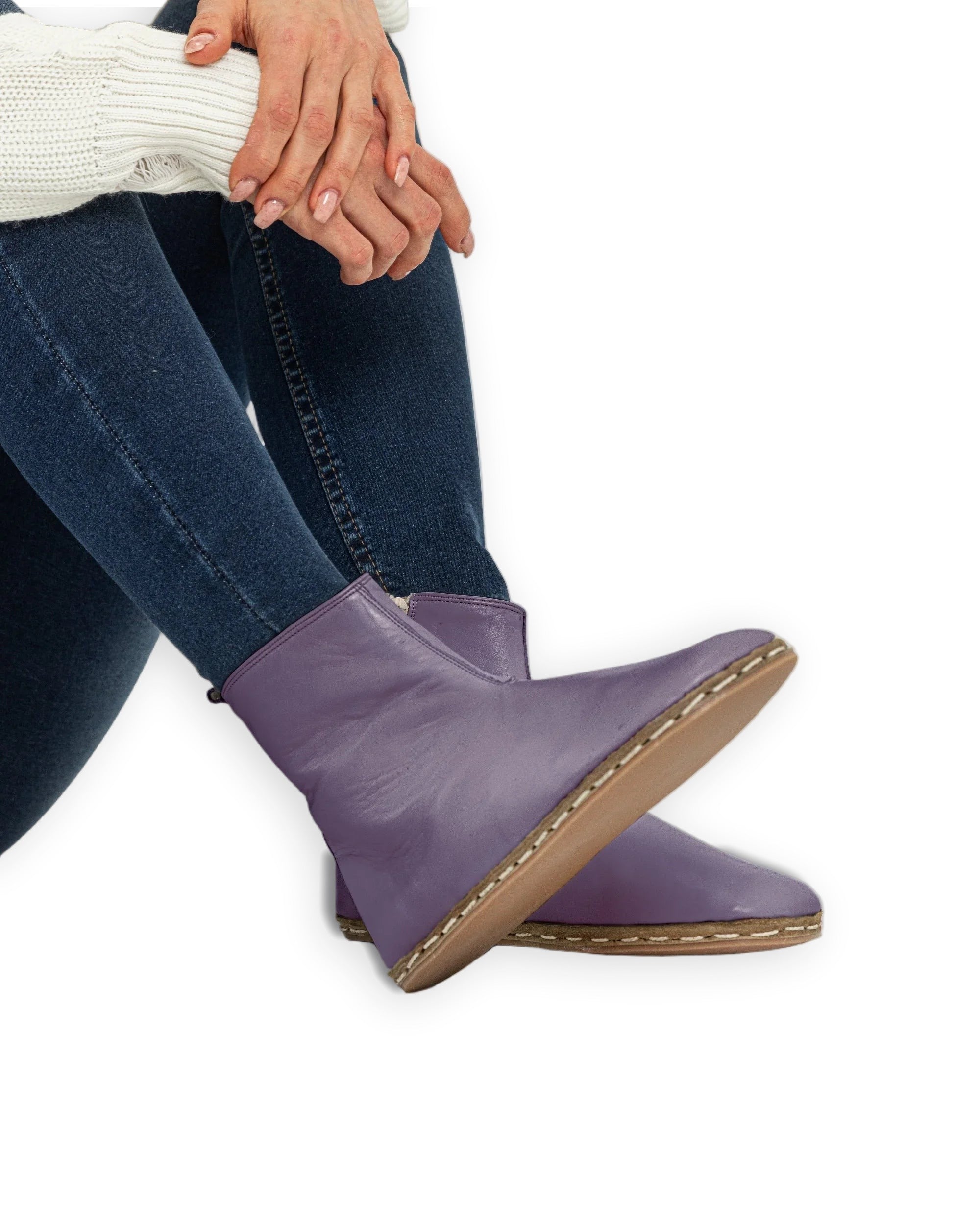 Men's Purple Chelsea Boots - Handcrafted Calf Leather Wide Toe Box | Bespoky