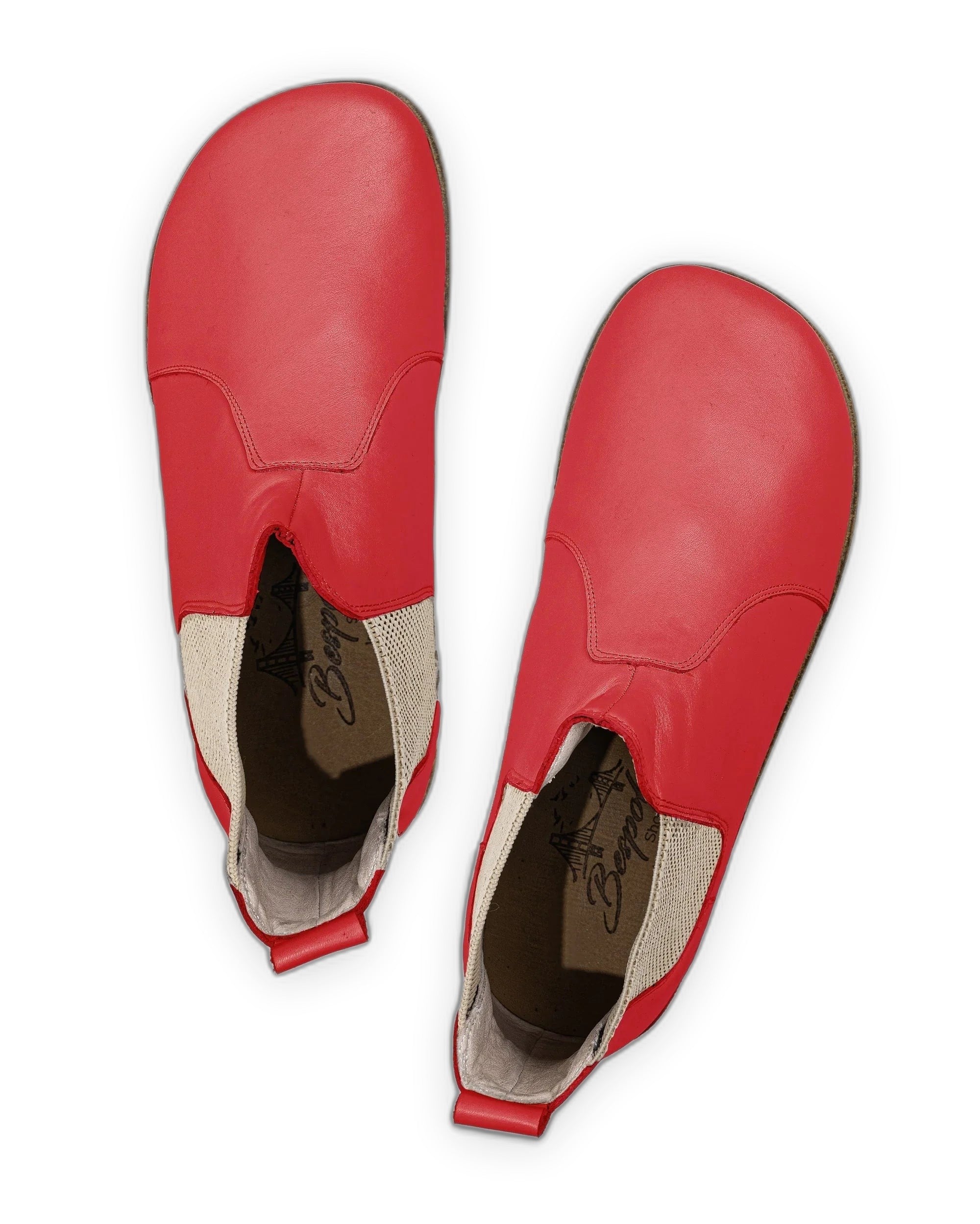 Side view Red Chelsea Boots - Calf Leather Zero Drop | Bespoky