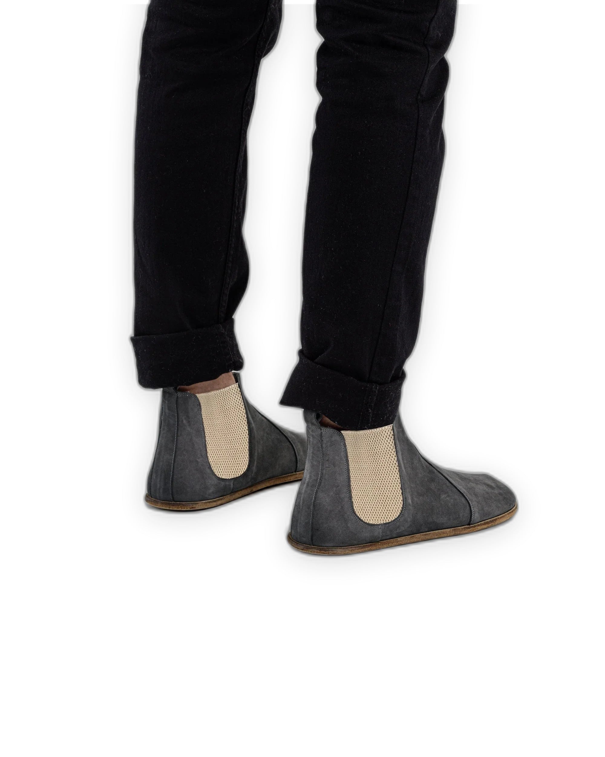 Pair Smoked Nubuck Chelsea Boots - Barefoot Wide Toe Calf Leather | Bespoky