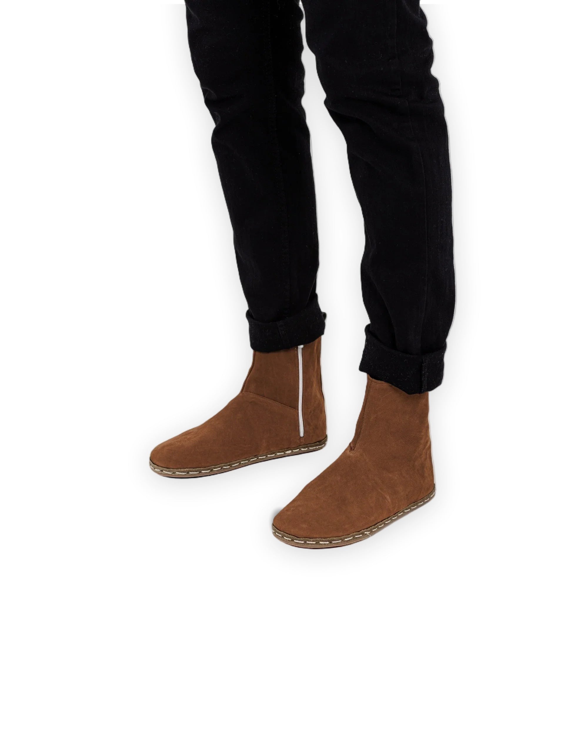 Men's Tan Nubuck Chelsea Boots - Handcrafted Calf Leather Wide Toe Box | Bespoky