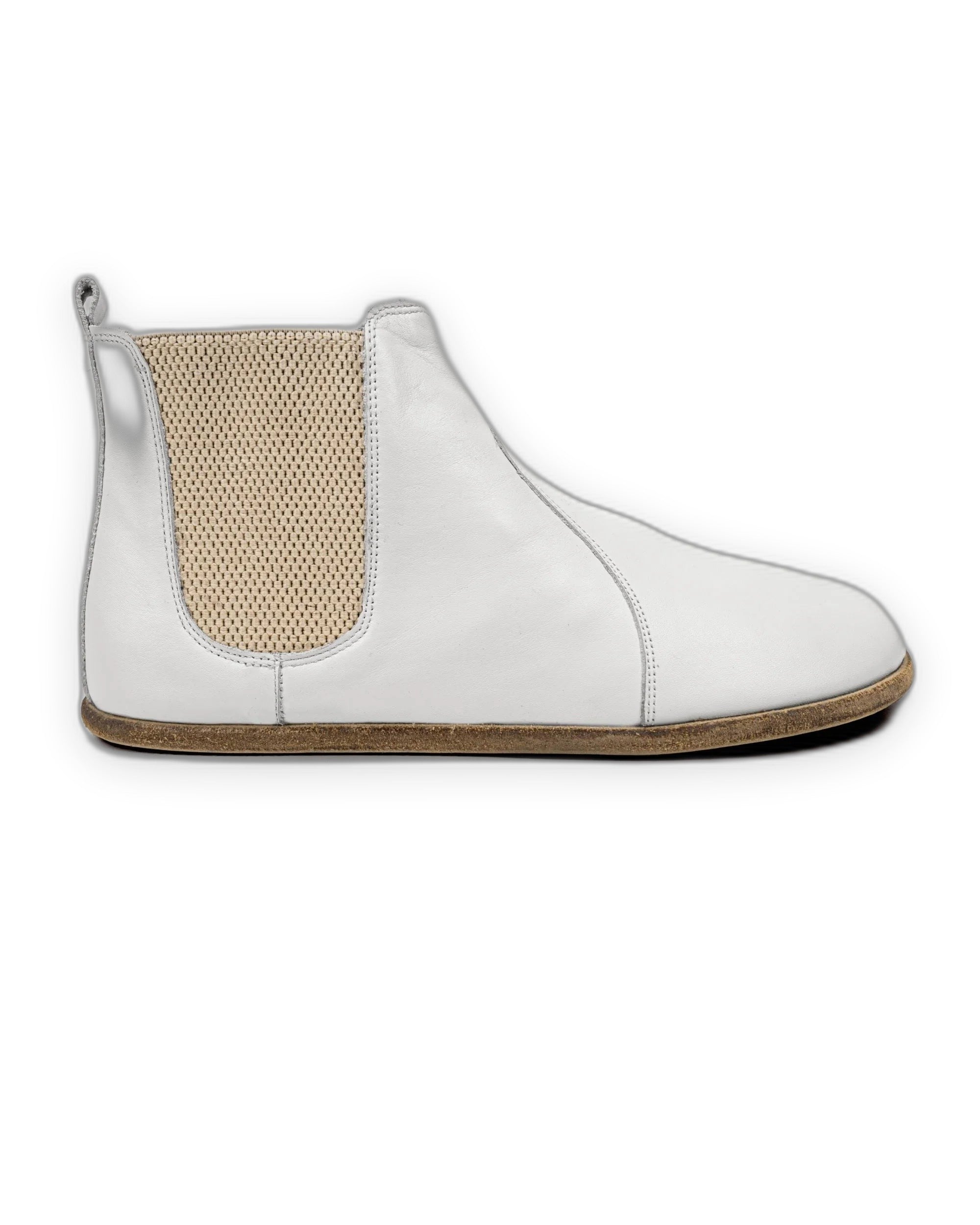 Pair White Chelsea Boots - Barefoot Wide Toe Calf Leather | Bespoky