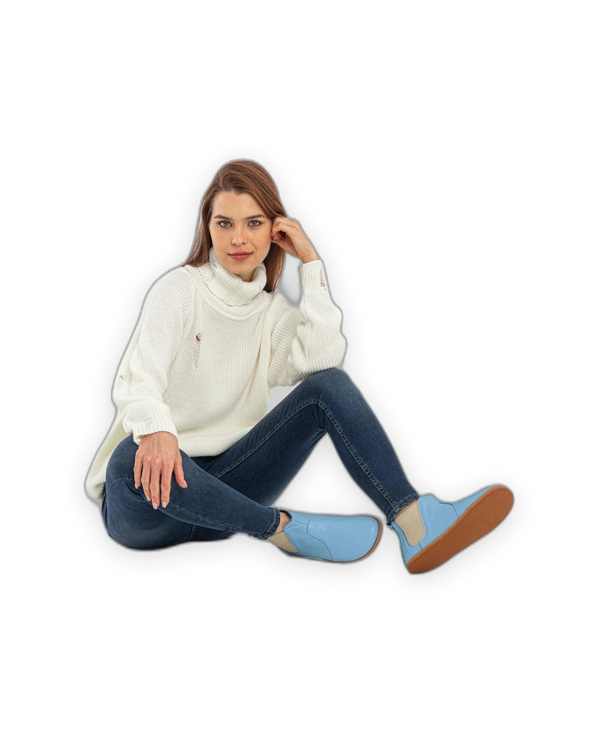 Close-up calf leather - Baby Blue Chelsea Boots Detail | Bespoky