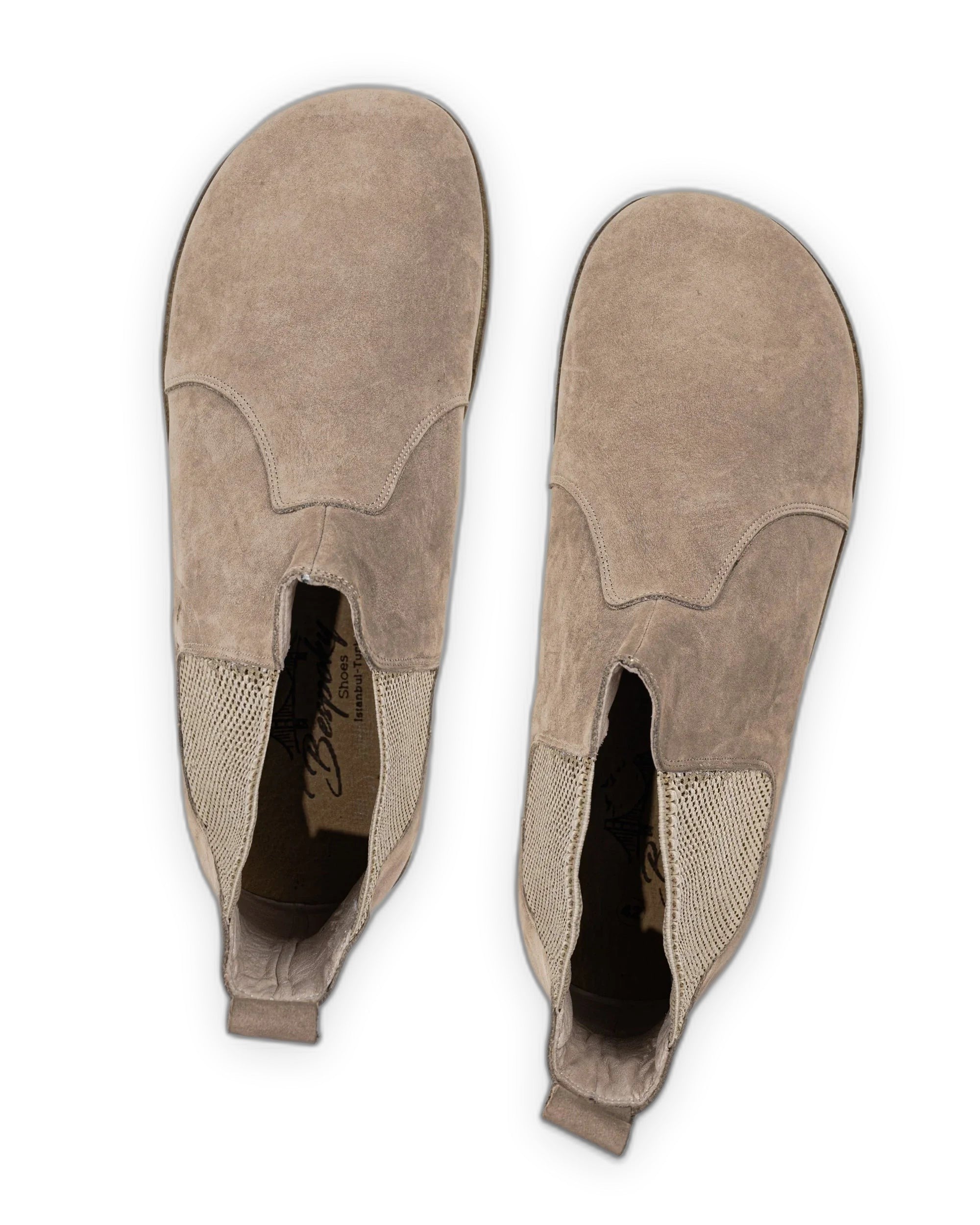 Side view Beige Chelsea Boots - Calf Leather Zero Drop | Bespoky
