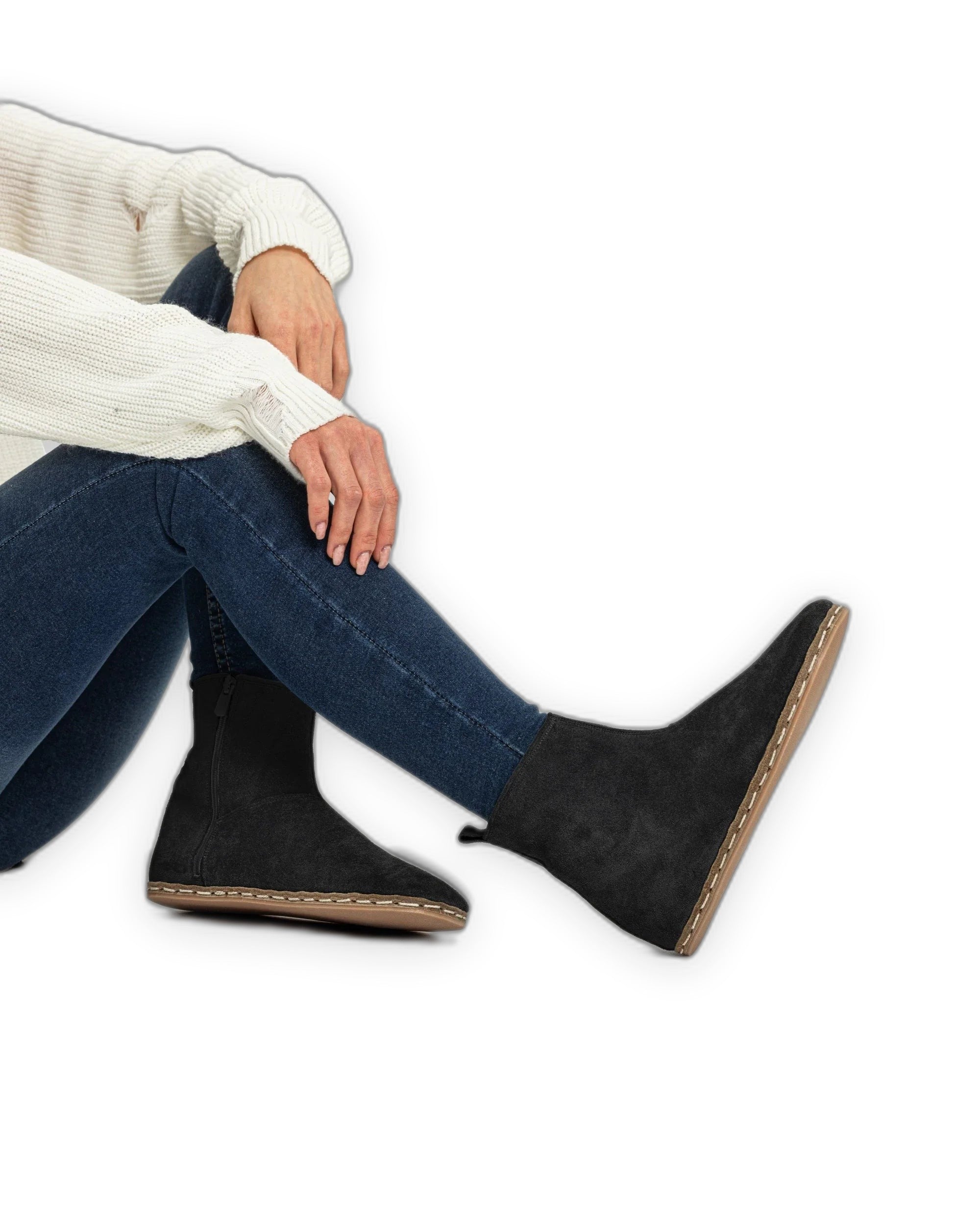 Women's Black Chelsea Boots - Handcrafted Calf Leather Wide Toe Box | Bespoky