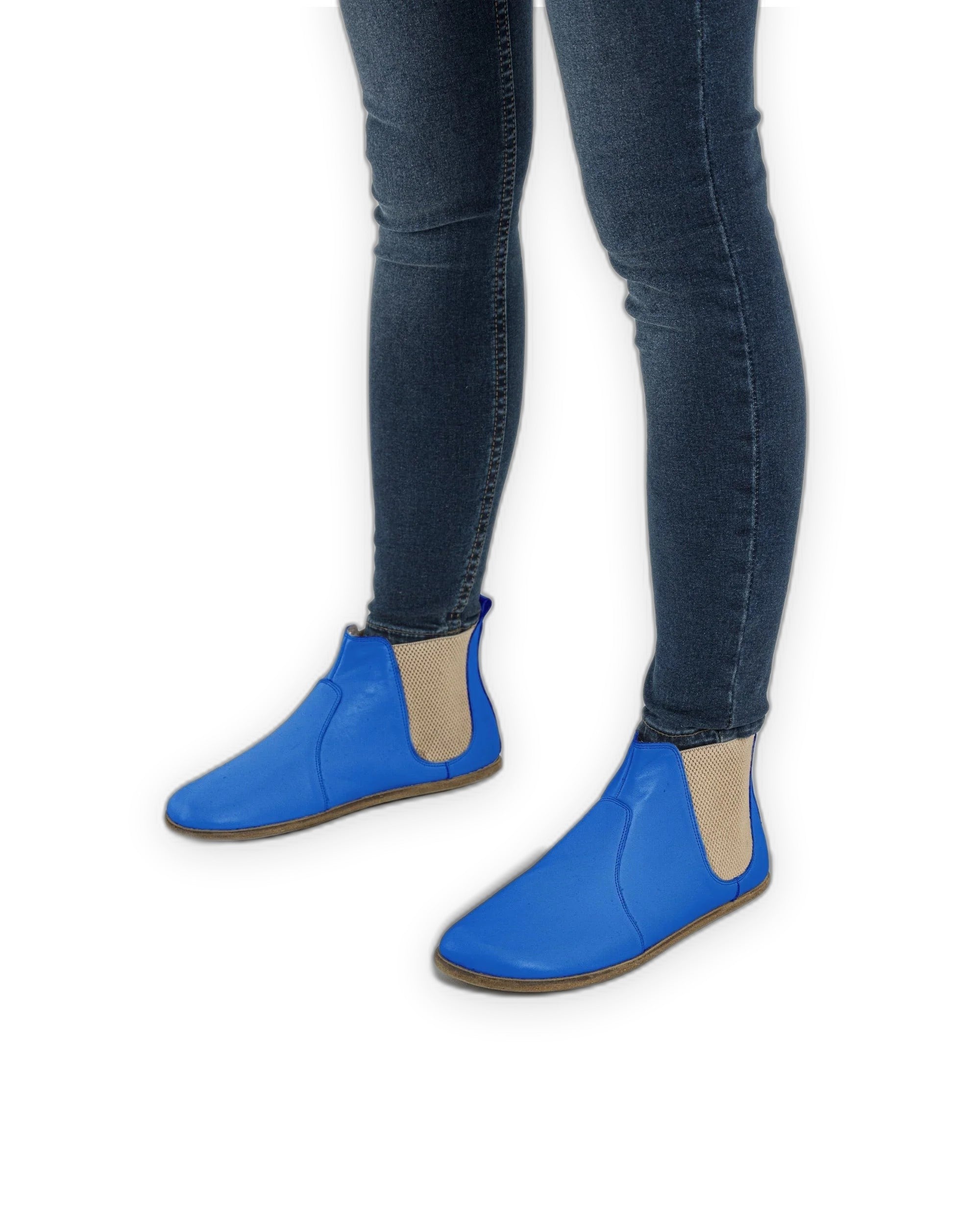 Pair Blue Chelsea Boots - Barefoot Wide Toe Calf Leather | Bespoky