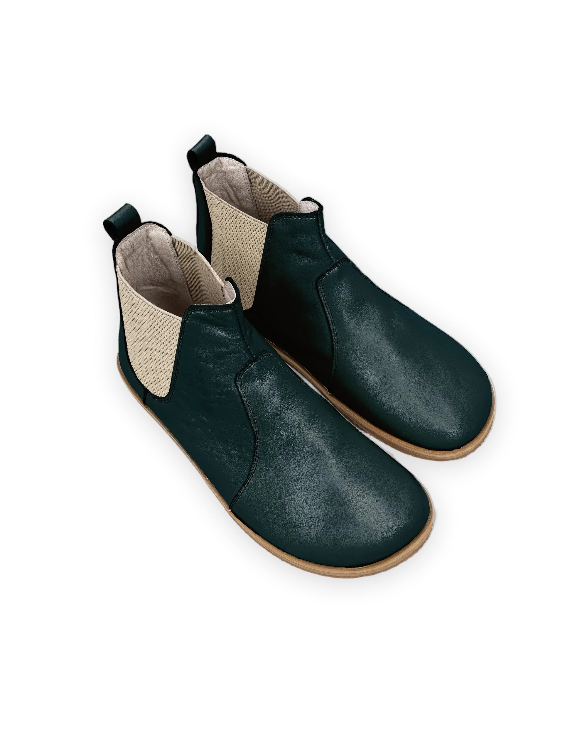 Women's Dark Green Chelsea Boots - Handcrafted Calf Leather Wide Toe Box | Bespoky