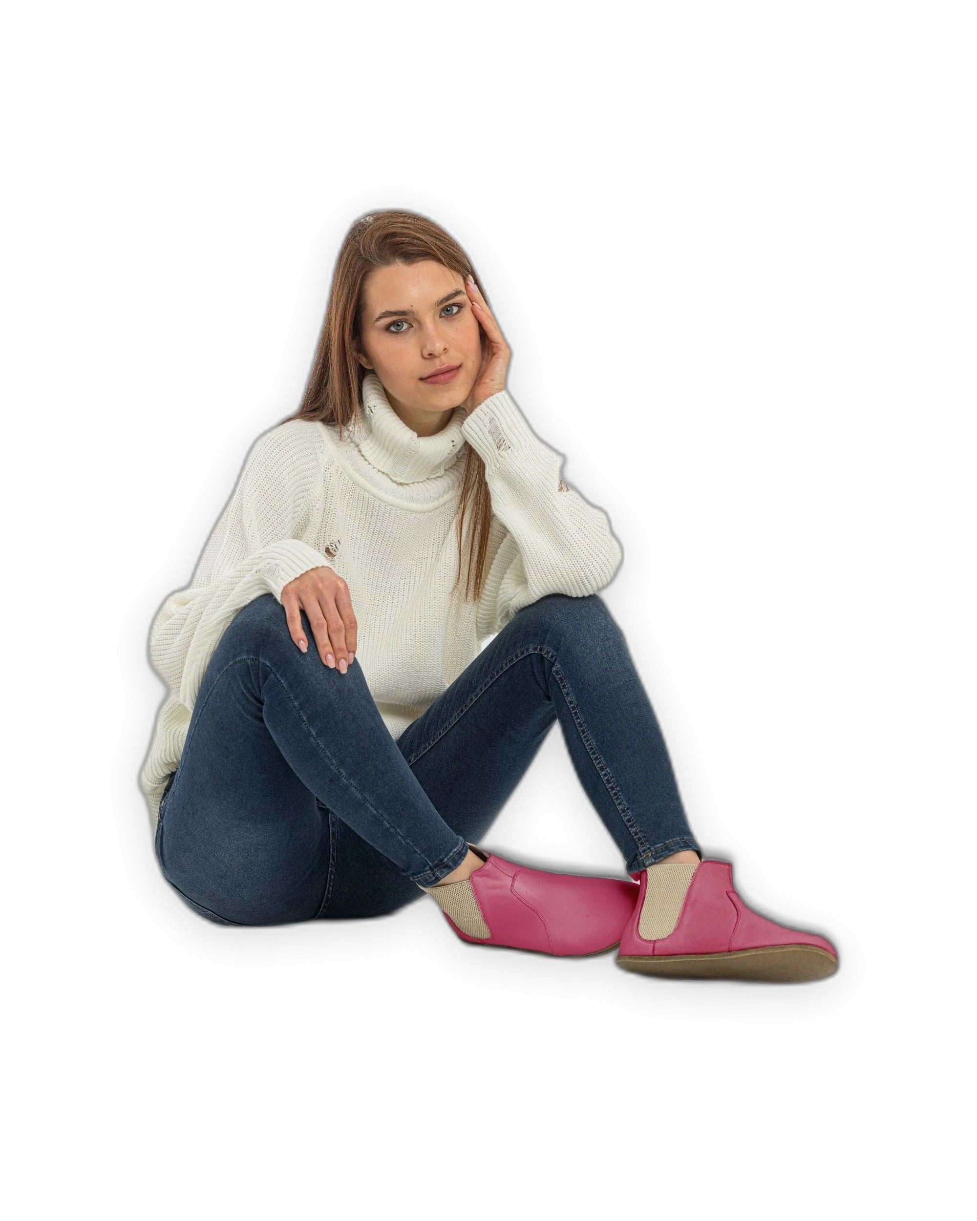 Close-up calf leather - Fuchsia Chelsea Boots Detail | Bespoky
