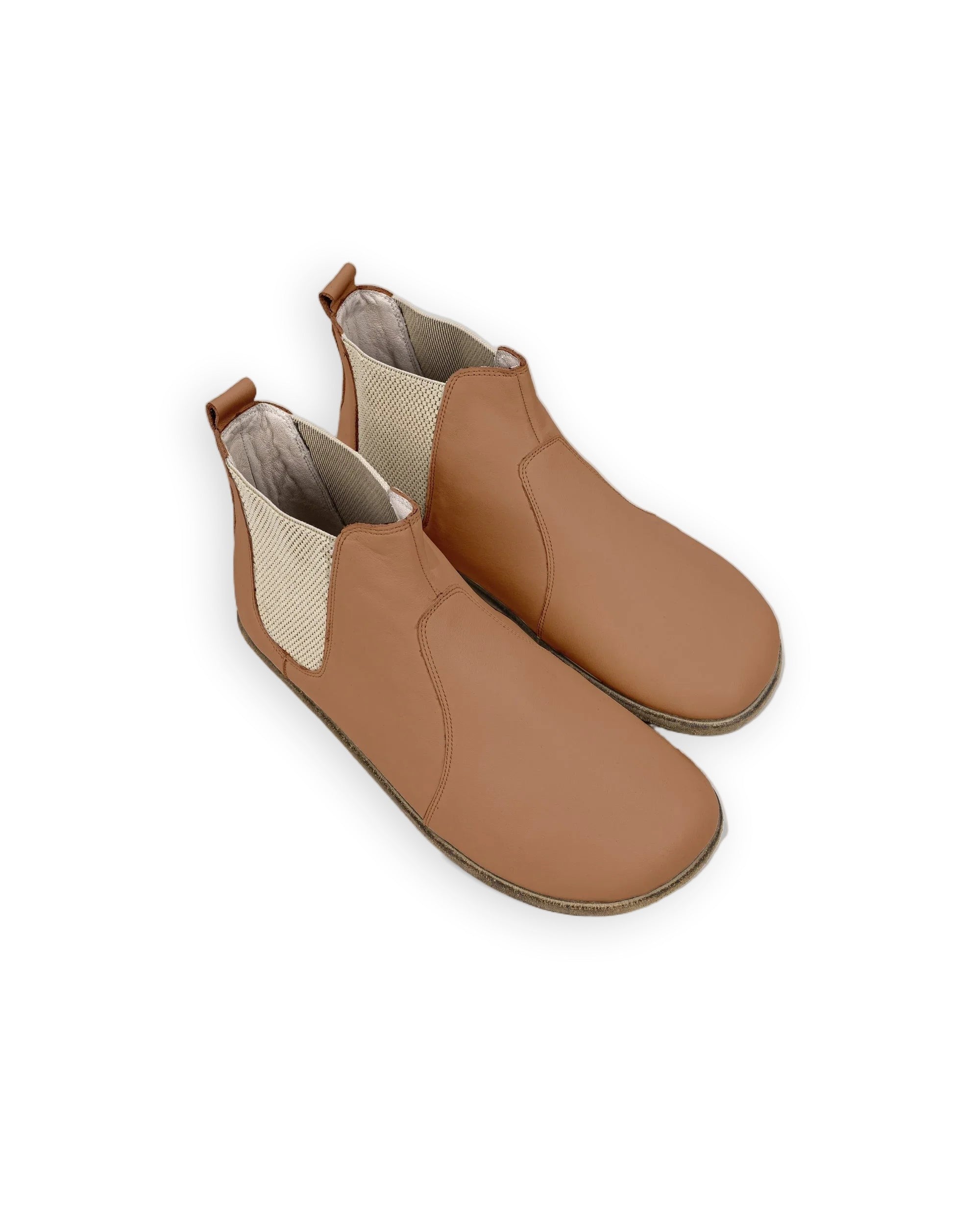 Women's Tan Chelsea Boots - Handcrafted Calf Leather Wide Toe Box | Bespoky