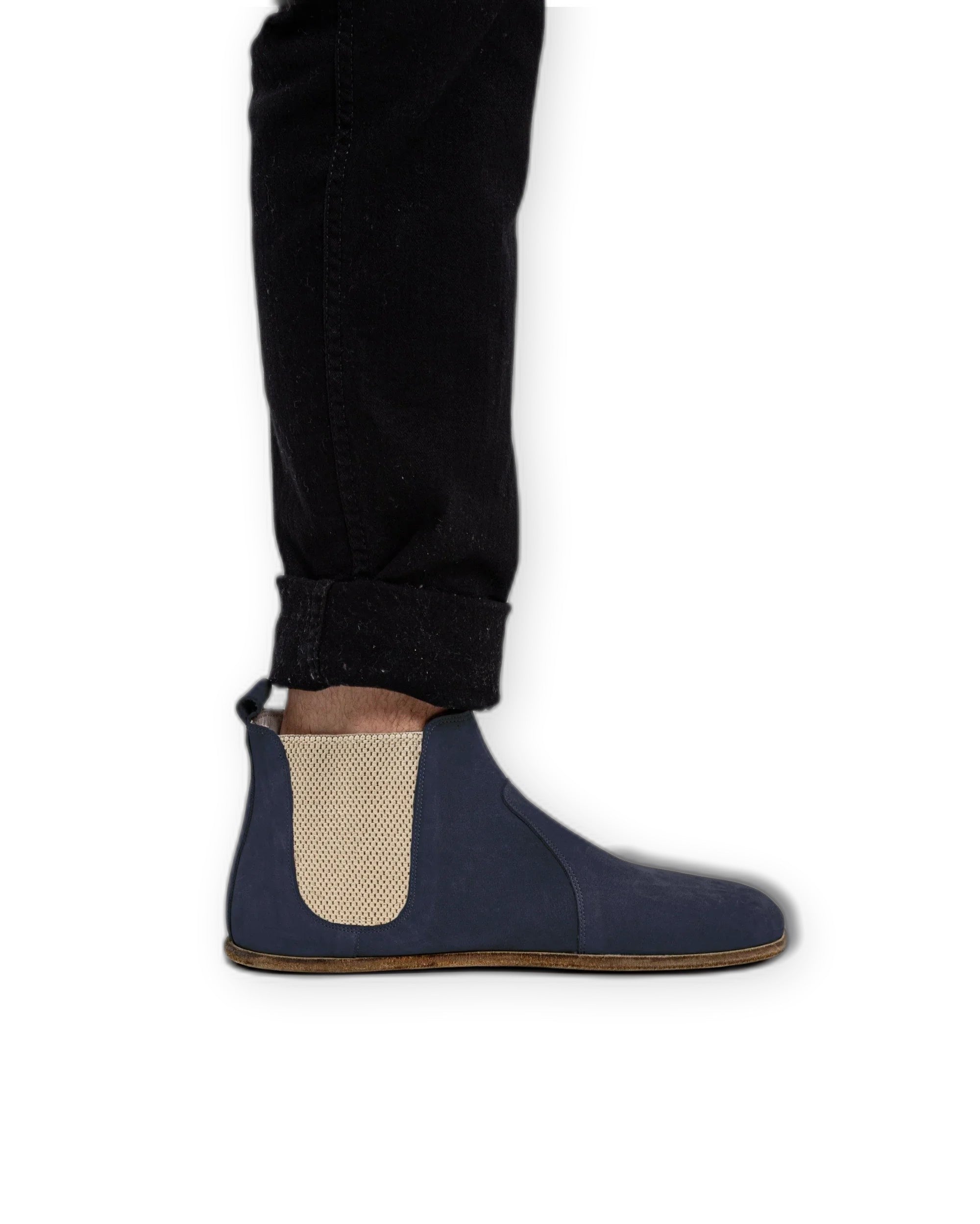 Back view Navy Chelsea Boots - Calf Leather Handcrafted | Bespoky