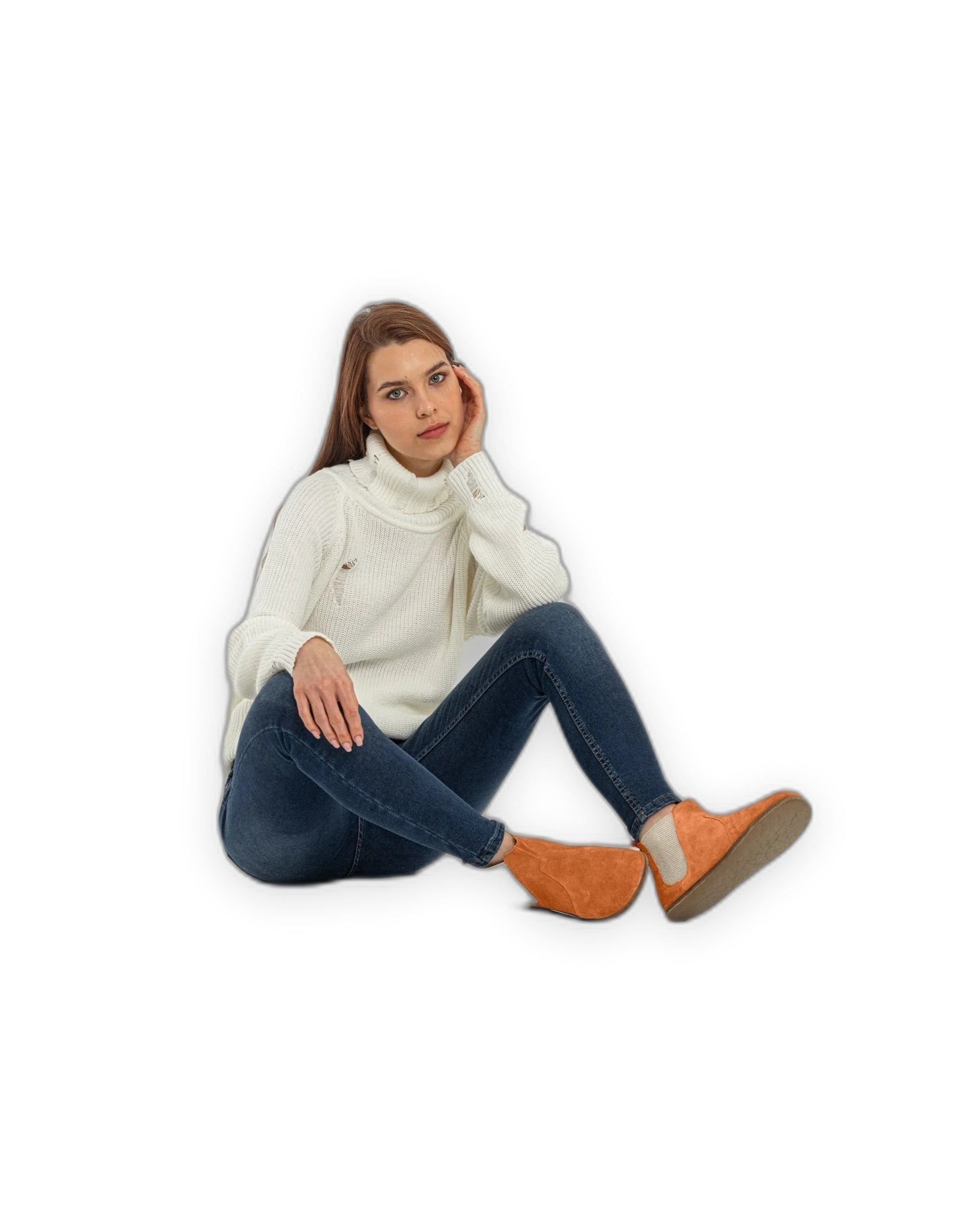 Close-up calf leather - Orange Chelsea Boots Detail | Bespoky