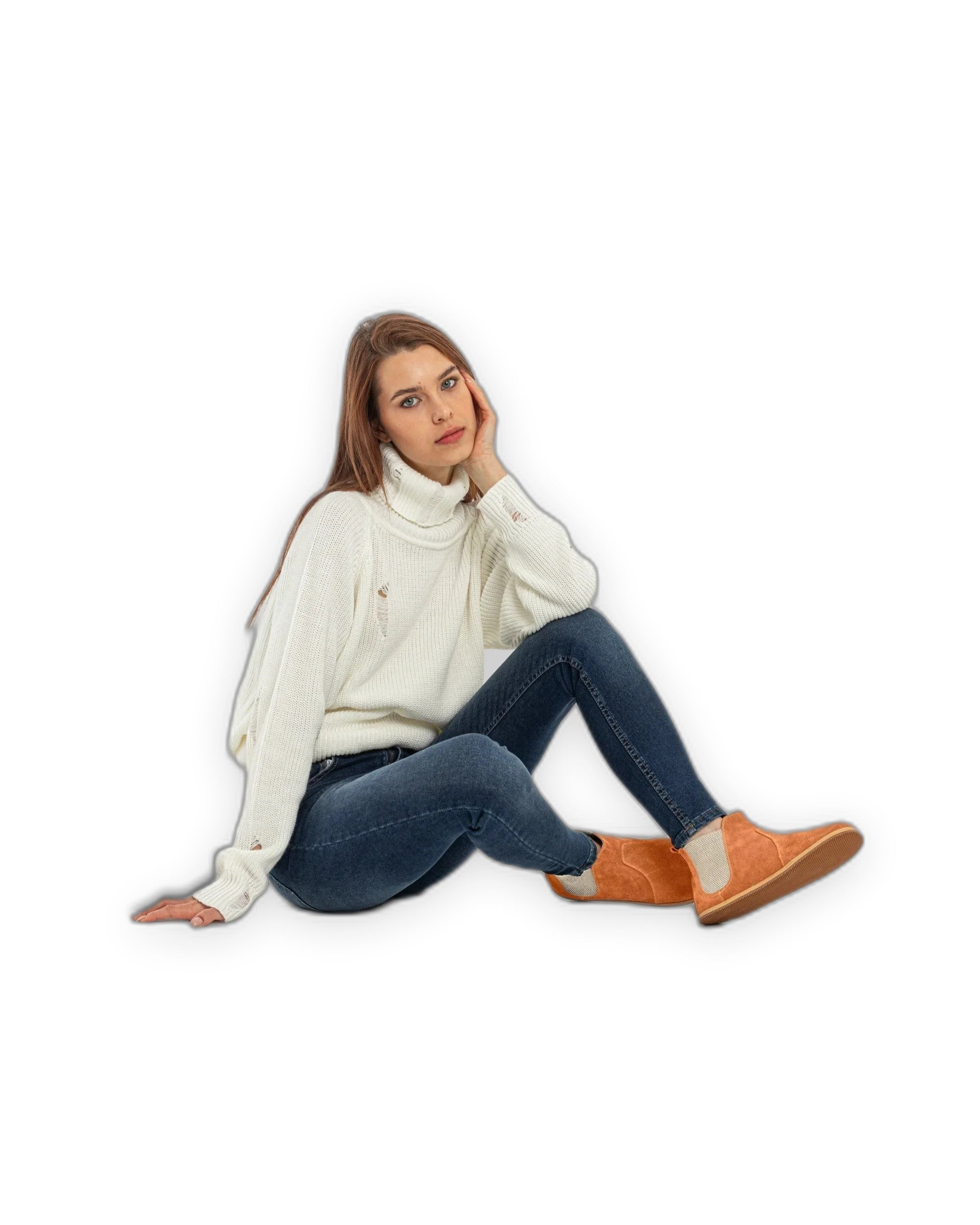 Pair Orange Chelsea Boots - Barefoot Wide Toe Calf Leather | Bespoky