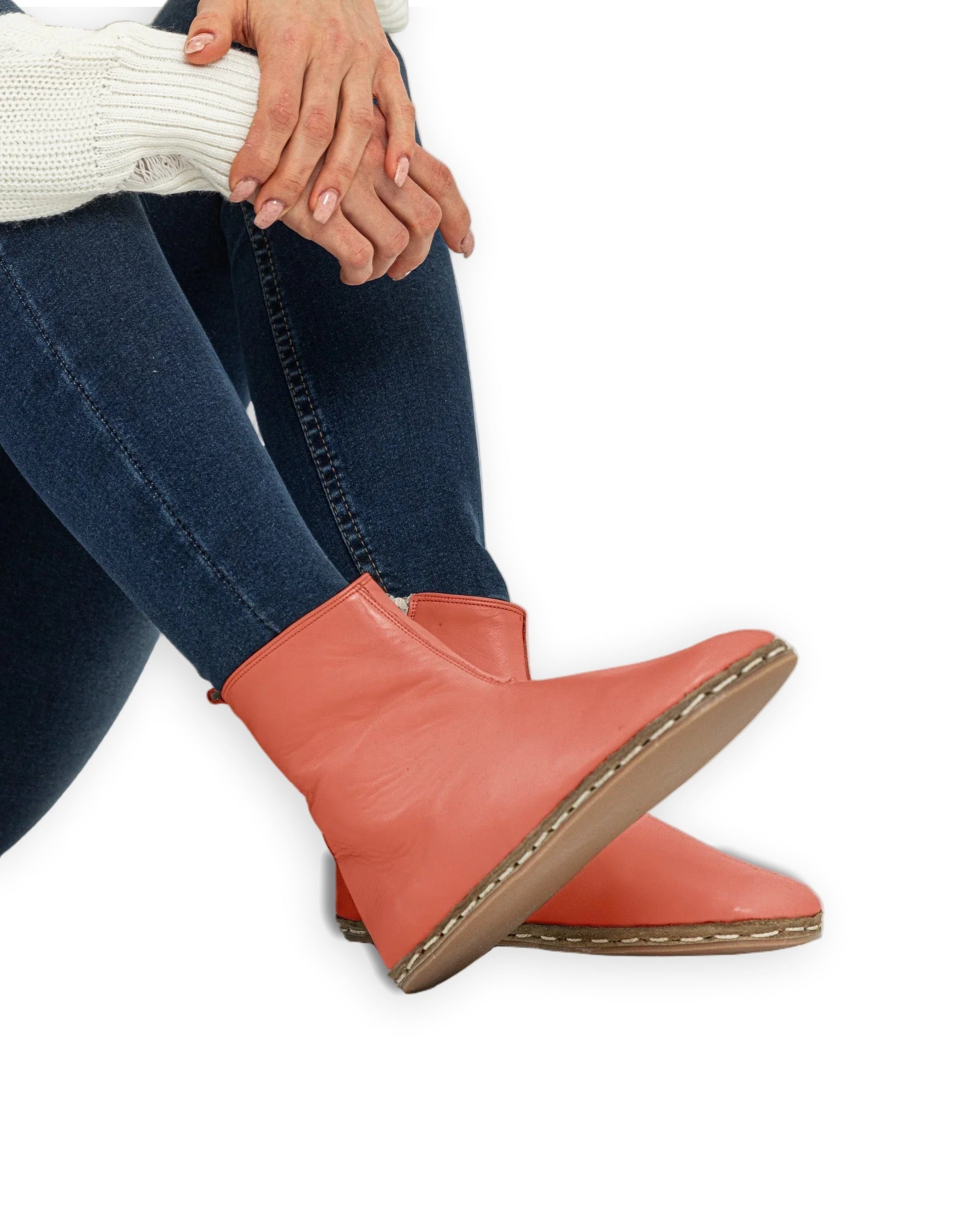 Women's Pomegranate Chelsea Boots - Handcrafted Calf Leather Wide Toe Box | Bespoky