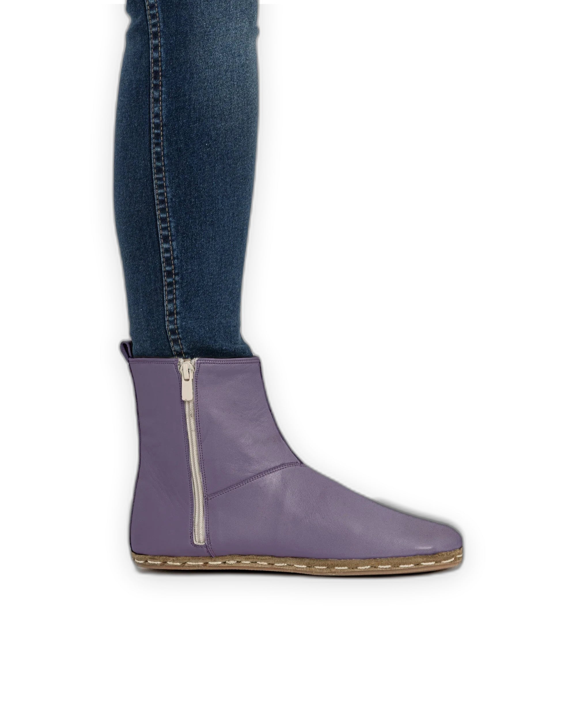 Pair Purple Chelsea Boots - Barefoot Wide Toe Calf Leather | Bespoky