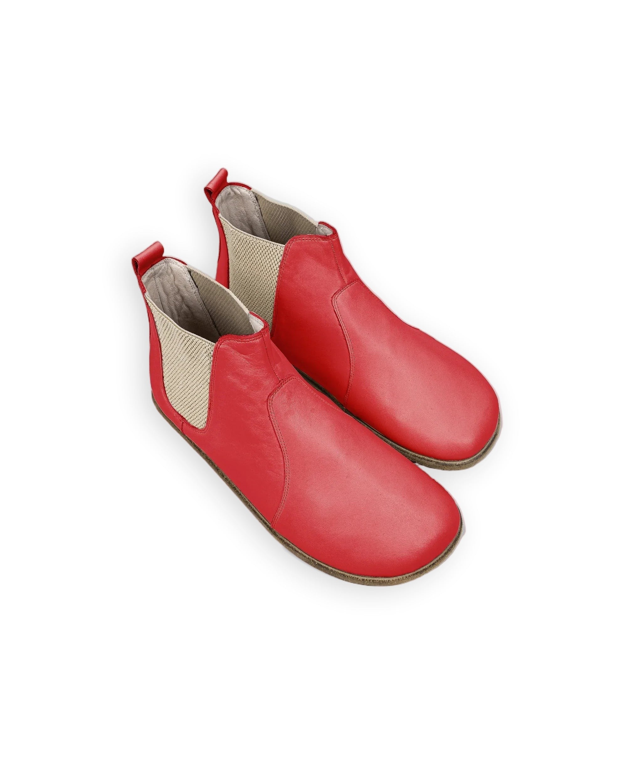 Women's Red Chelsea Boots - Handcrafted Calf Leather Wide Toe Box | Bespoky