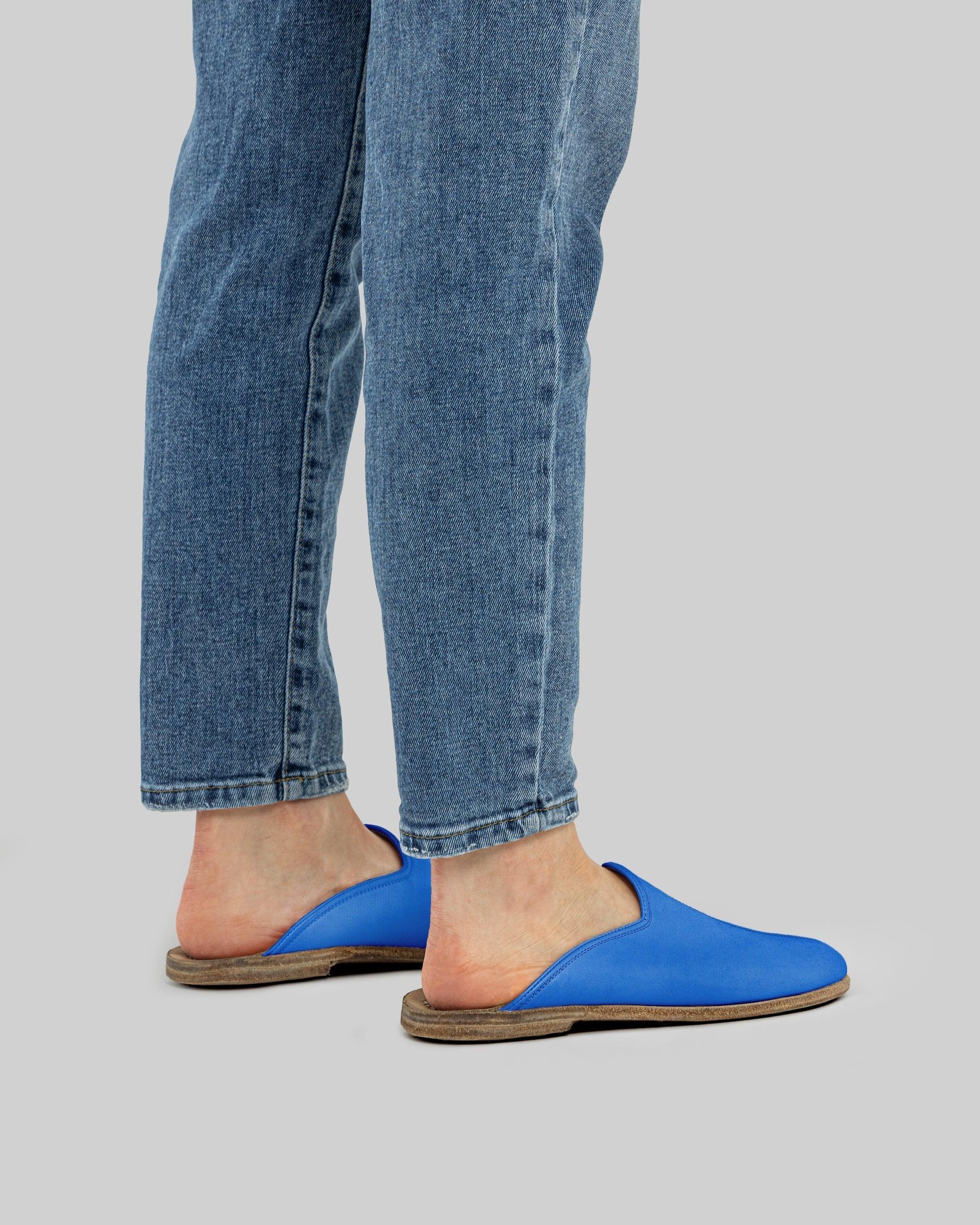 Top view Blue Slippers - Handcrafted Calf Leather | Bespoky
