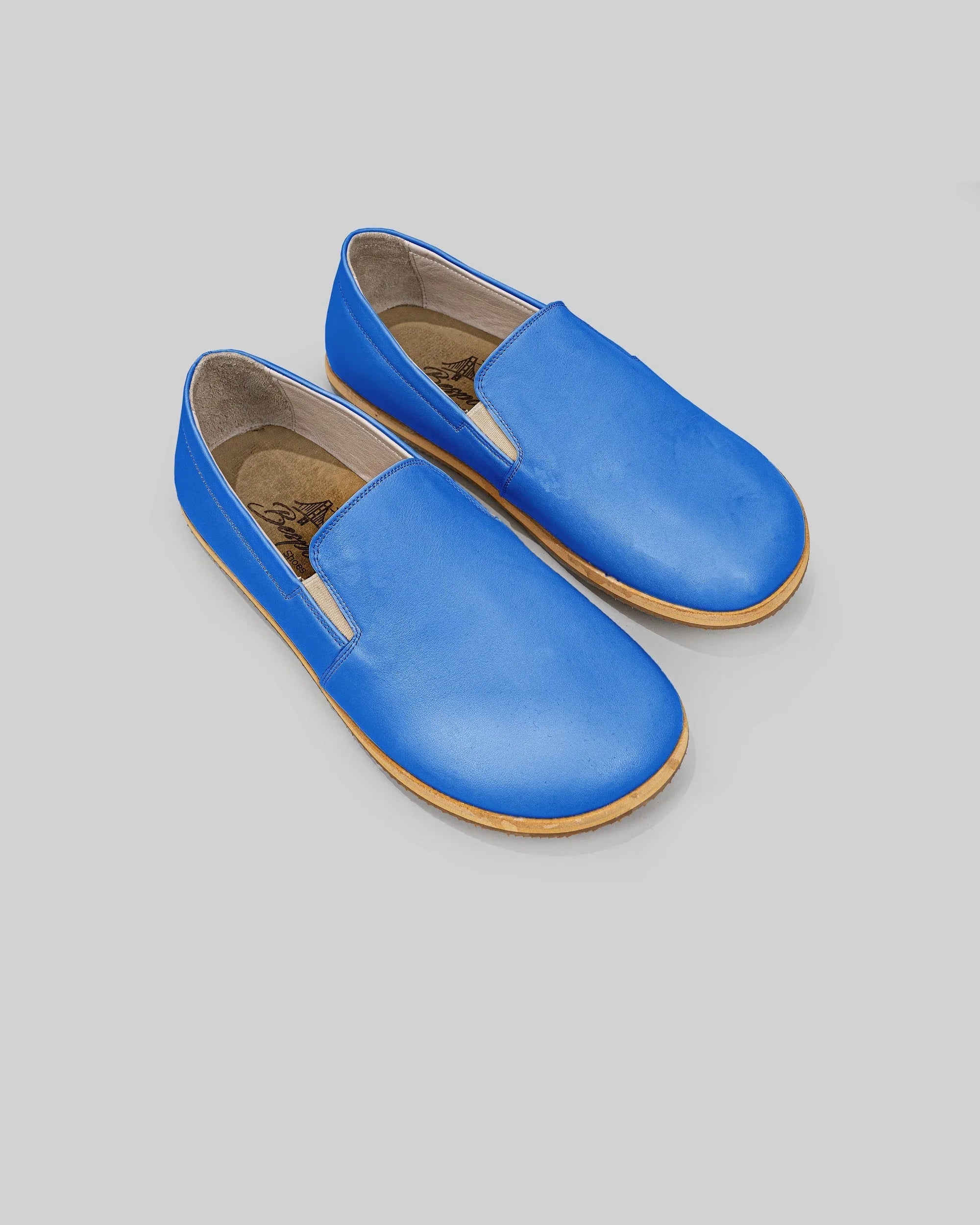 Men's Blue Barefoot Shoes - Handcrafted Calf Leather Wide Toe Box | Bespoky