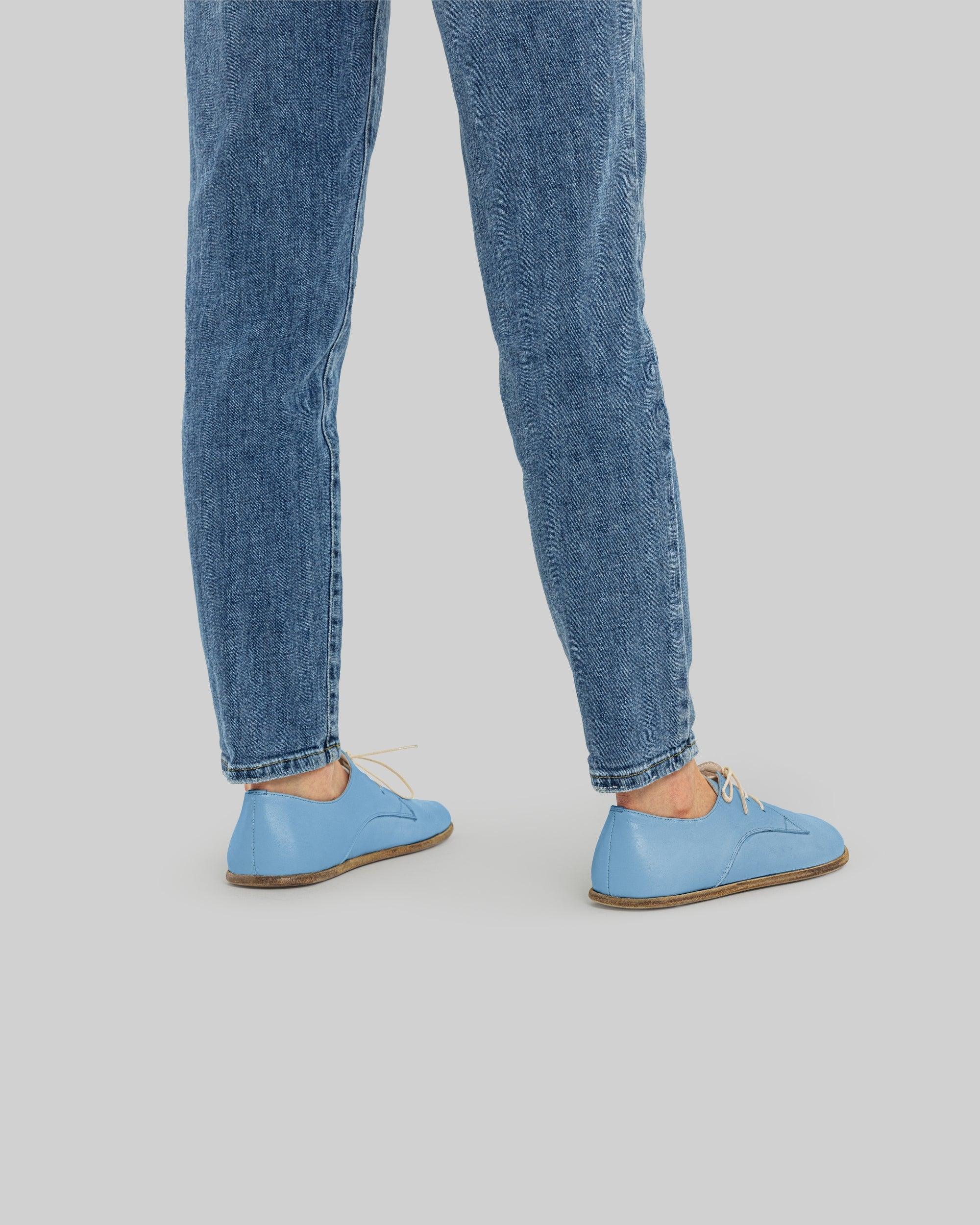 Detail Baby Blue Oxford Shoes - Handcrafted Calf Leather Turkey | Bespoky