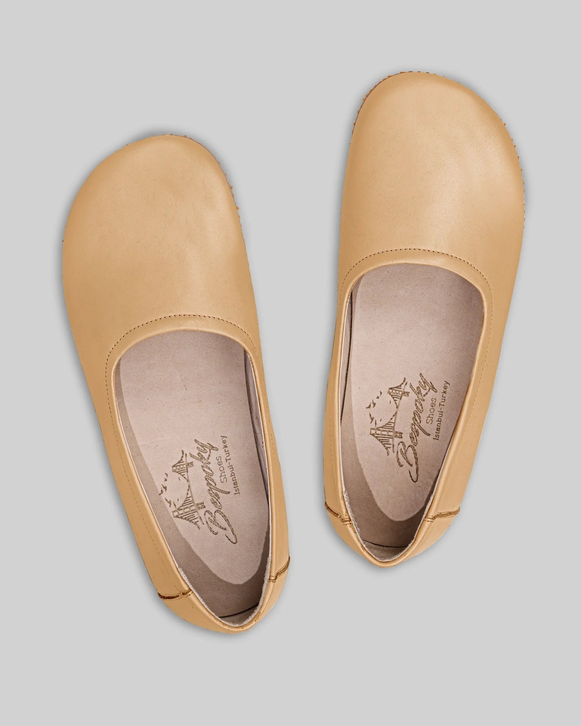 Side view Melon Yellow Ballet Flats - Calf Leather Zero Drop | Bespoky