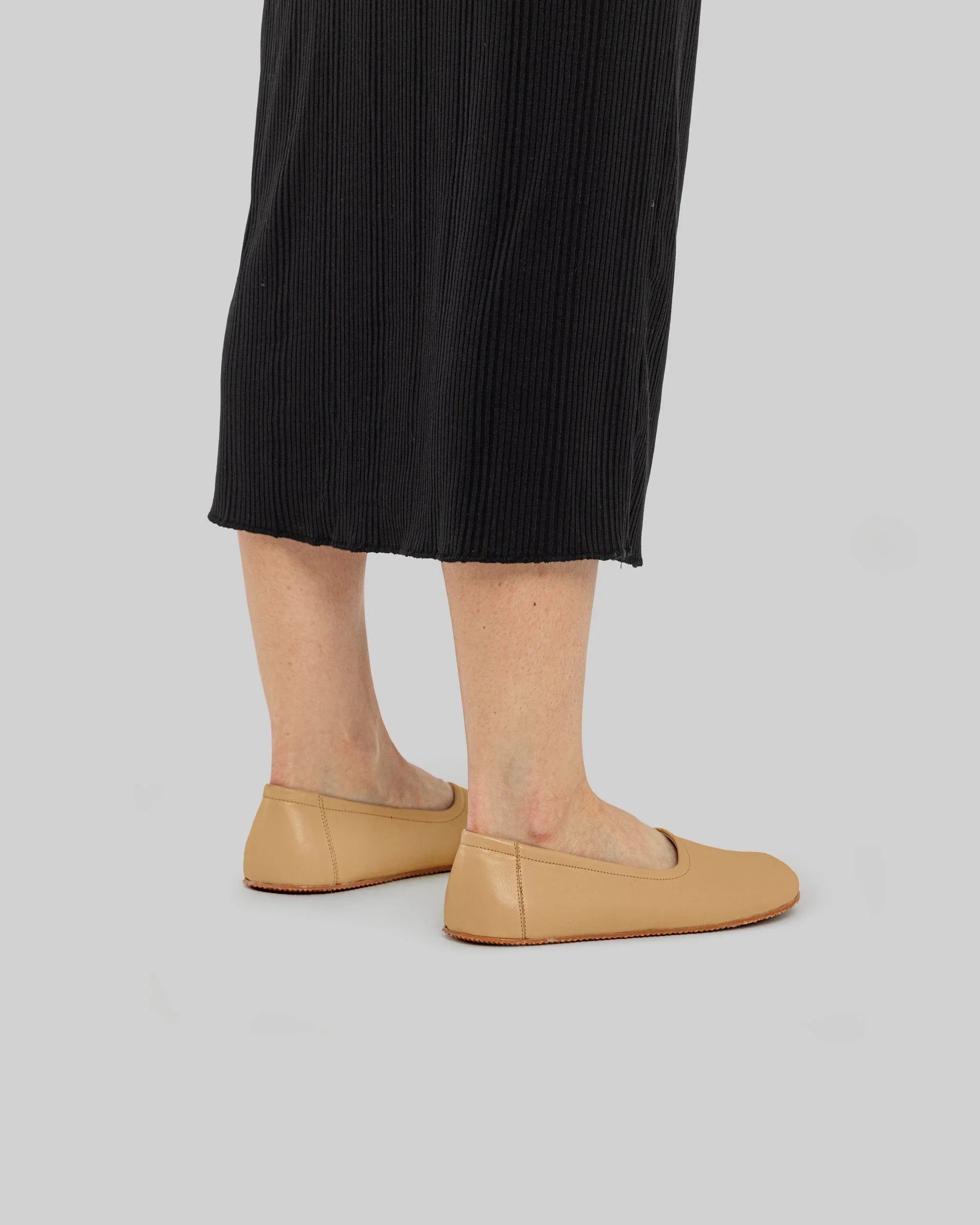 Back view Melon Yellow Ballet Flats - Calf Leather Handcrafted | Bespoky